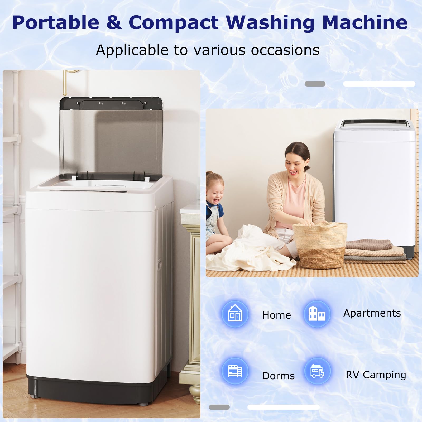 Giantex Portable Washing Machine, 1.5 cu.ft Compact Washer with Drain Pump, LED Display