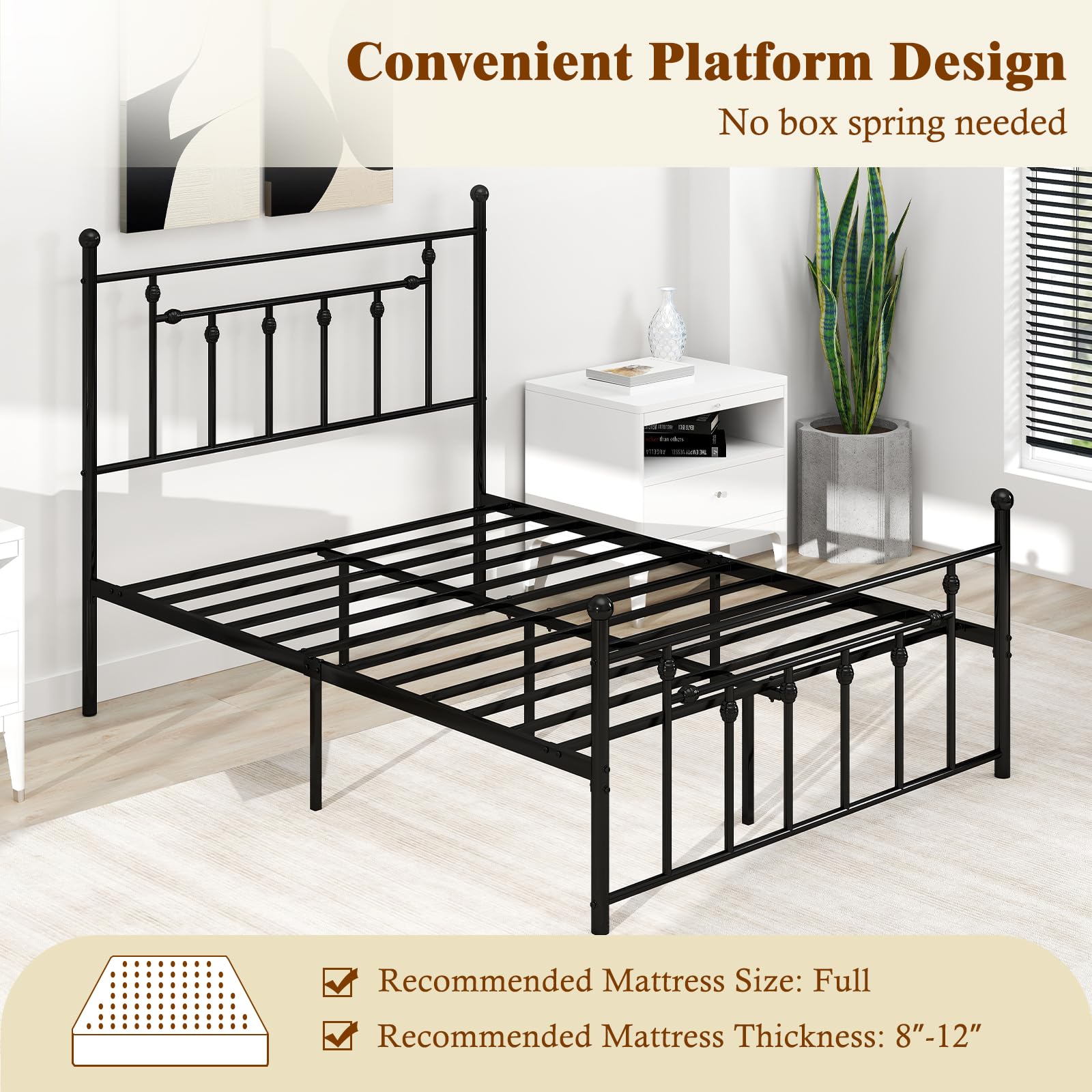 Giantex Twin Bed Frames with Headboard and Footboard, Victorian Style Twin Platform Bed