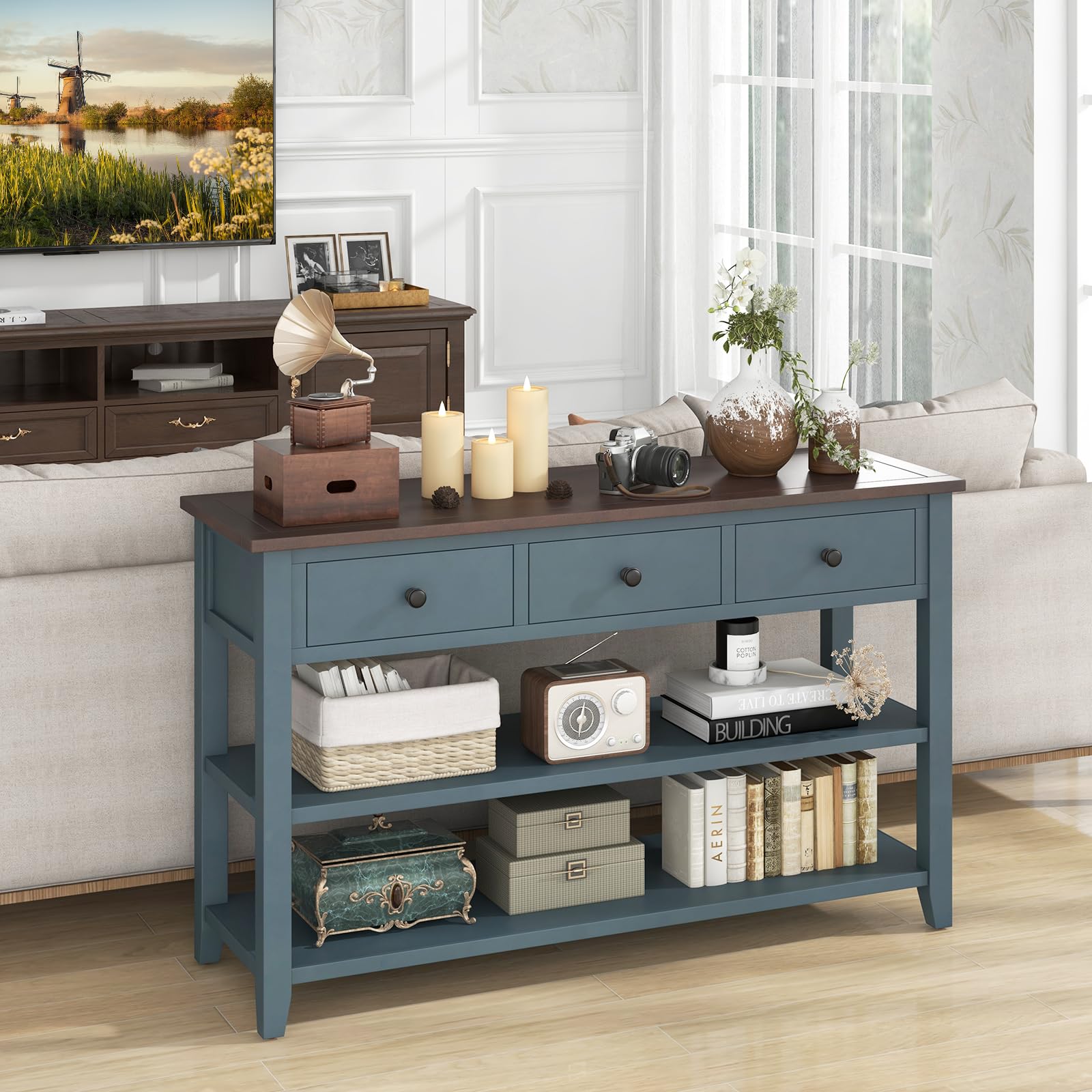 Giantex 50" Farmhouse Entryway Table, Narrow Console Table