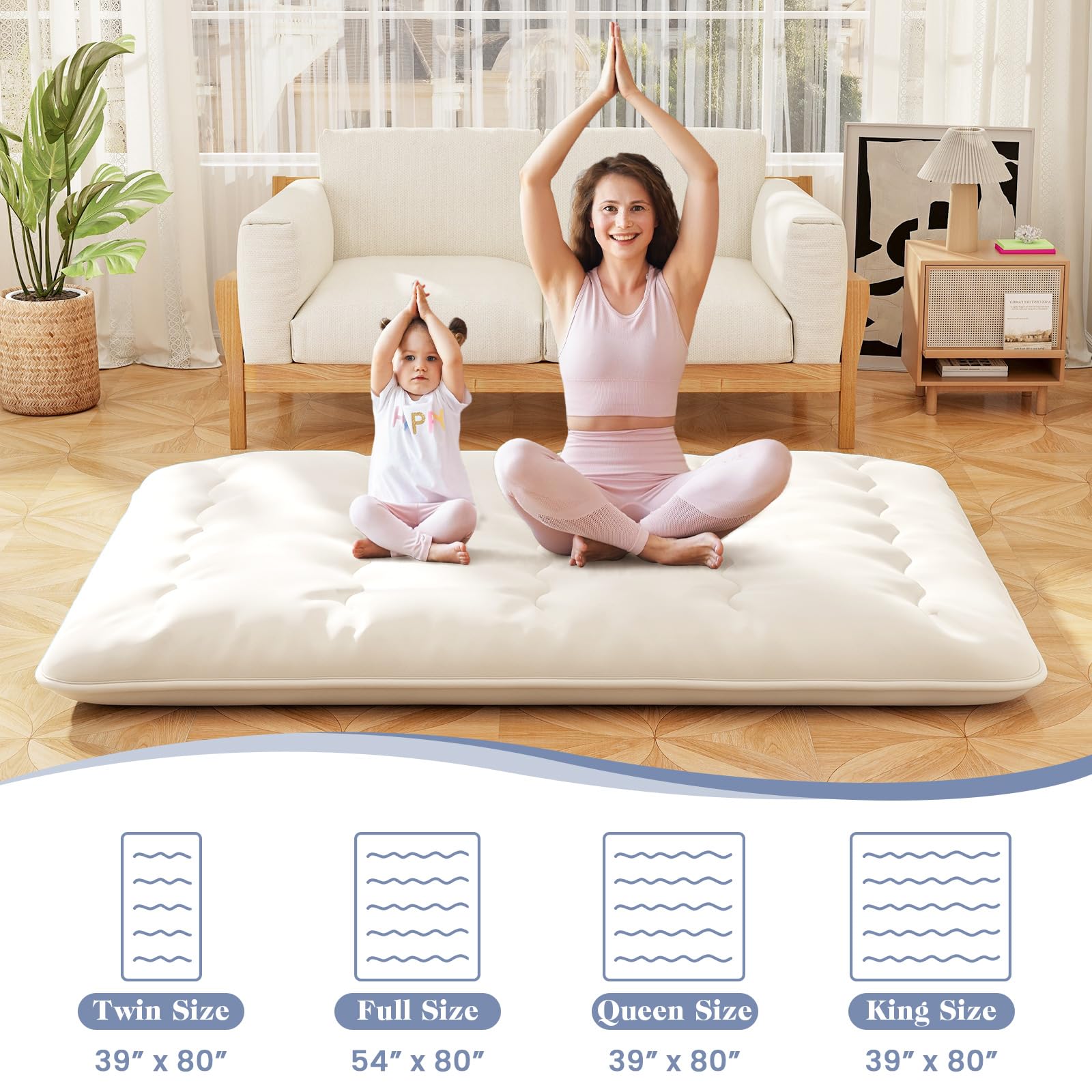 Giantex Japanese Floor Mattress, 4 Inch Futon Mattress with Washable Cover & Storage Bag