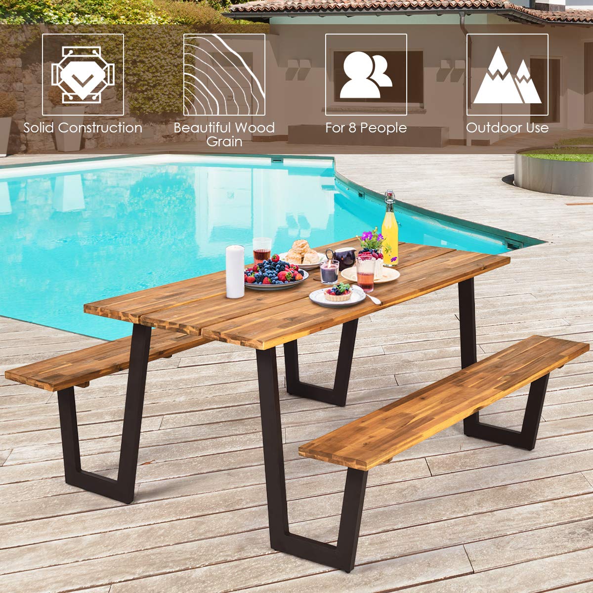 Giantex Picnic Table Bench Set for 6 or 8