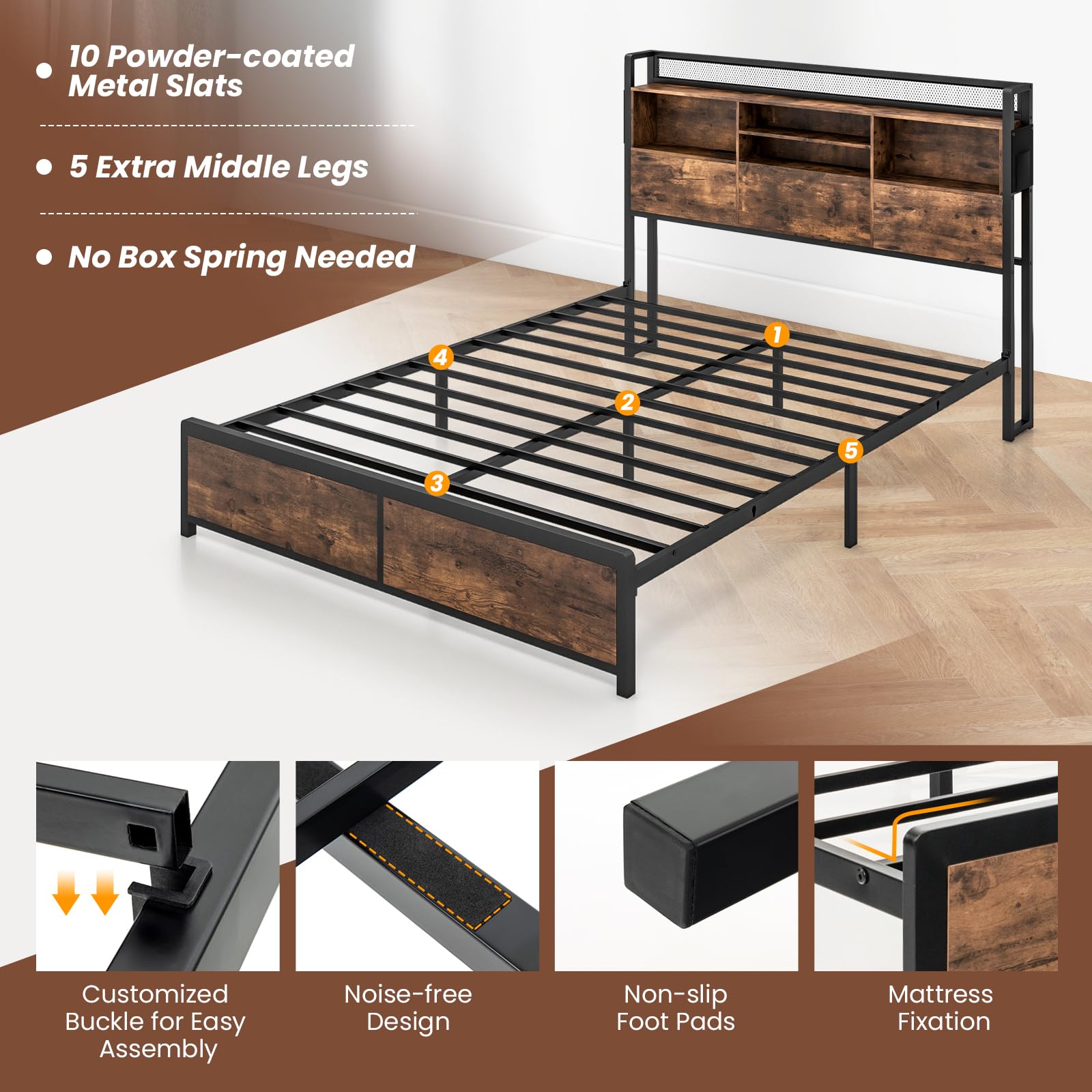 Giantex Bed Frame with Storage Headboard