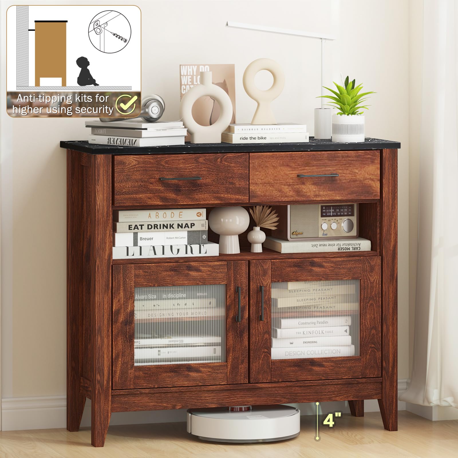 Giantex Sideboard Buffet Cabinet, Coffee Bar Cabinet with 2 Drawers