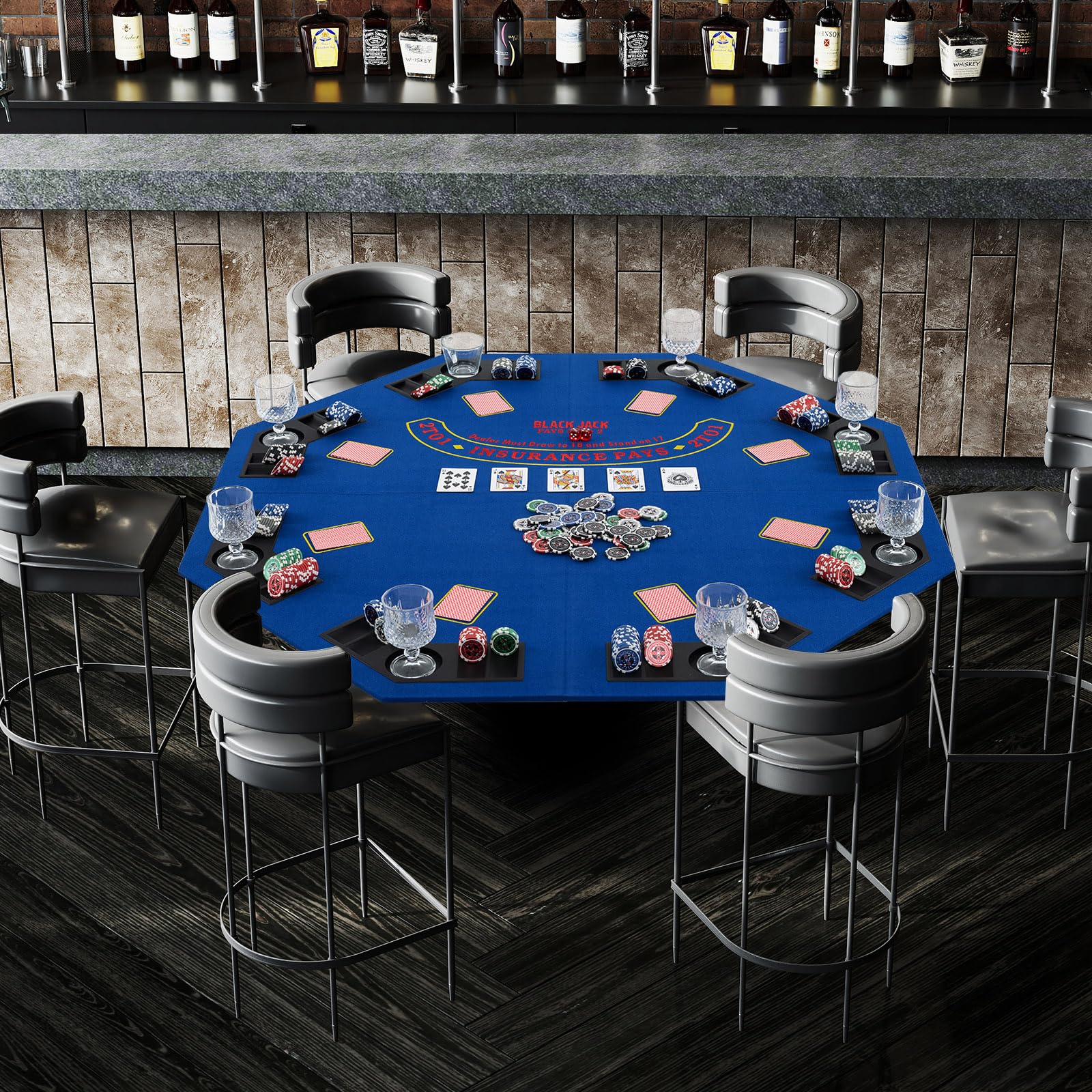 Giantex 48" Poker Table Top - 8 Player Foldable Texas Holdem Poker Table Topper w/Carrying Bag