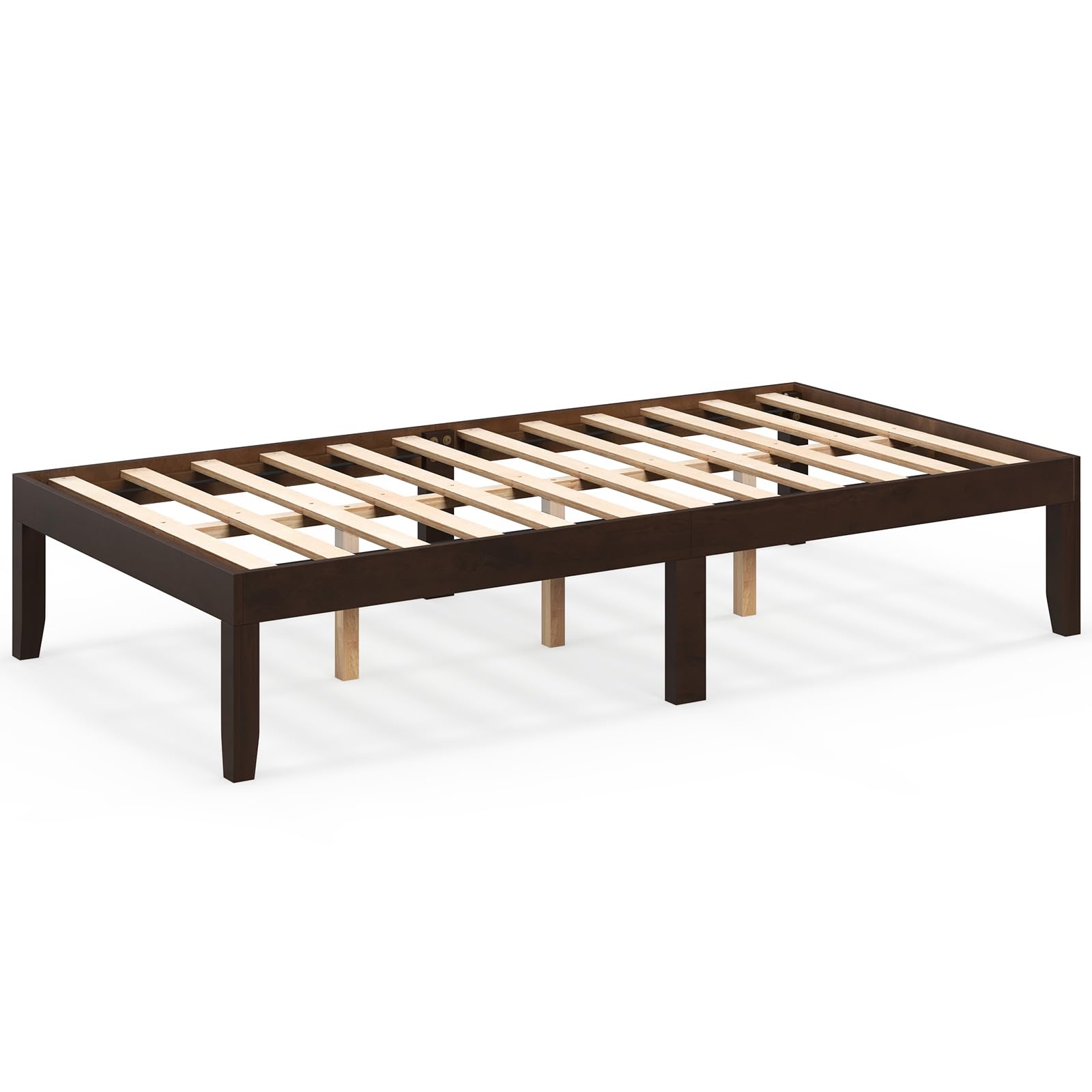 Giantex 14 Inch Twin Wood Platform Bed Frame, Minimalist Twin Bed Frame with Wooden Slats Support & Rubber Wood Legs