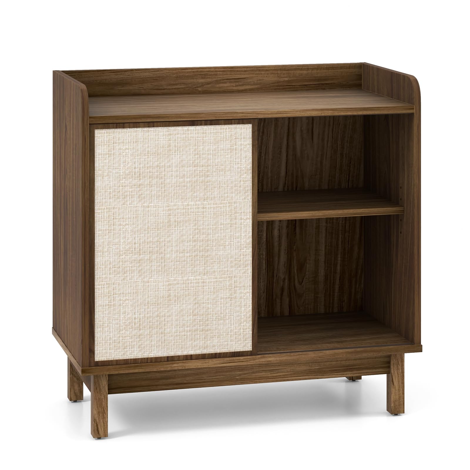 Giantex Sideboard Cabinet, Farmhouse Buffet Storage Cabinet with Sliding Rattan Door, 2 Adjustable Shelves