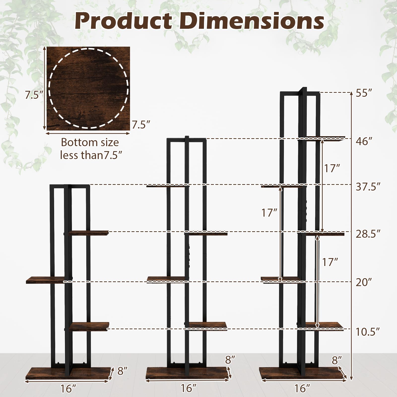 Giantex 3 PCS Plant Stand Indoor Set