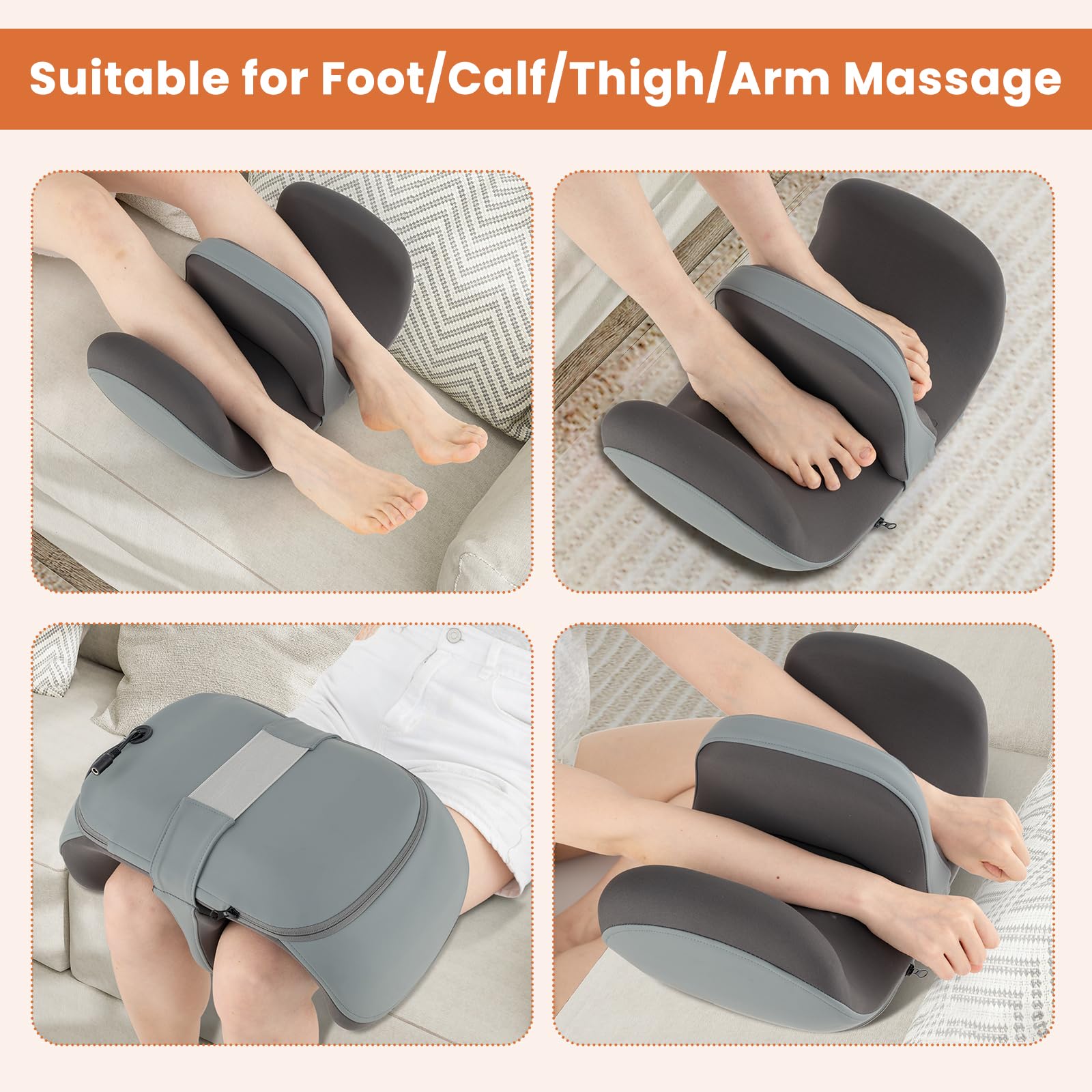 Giantex Foot Massager, Calf Massager with Heat, 3 Massage Intensity, Vibration, Detachable Middle Sponge