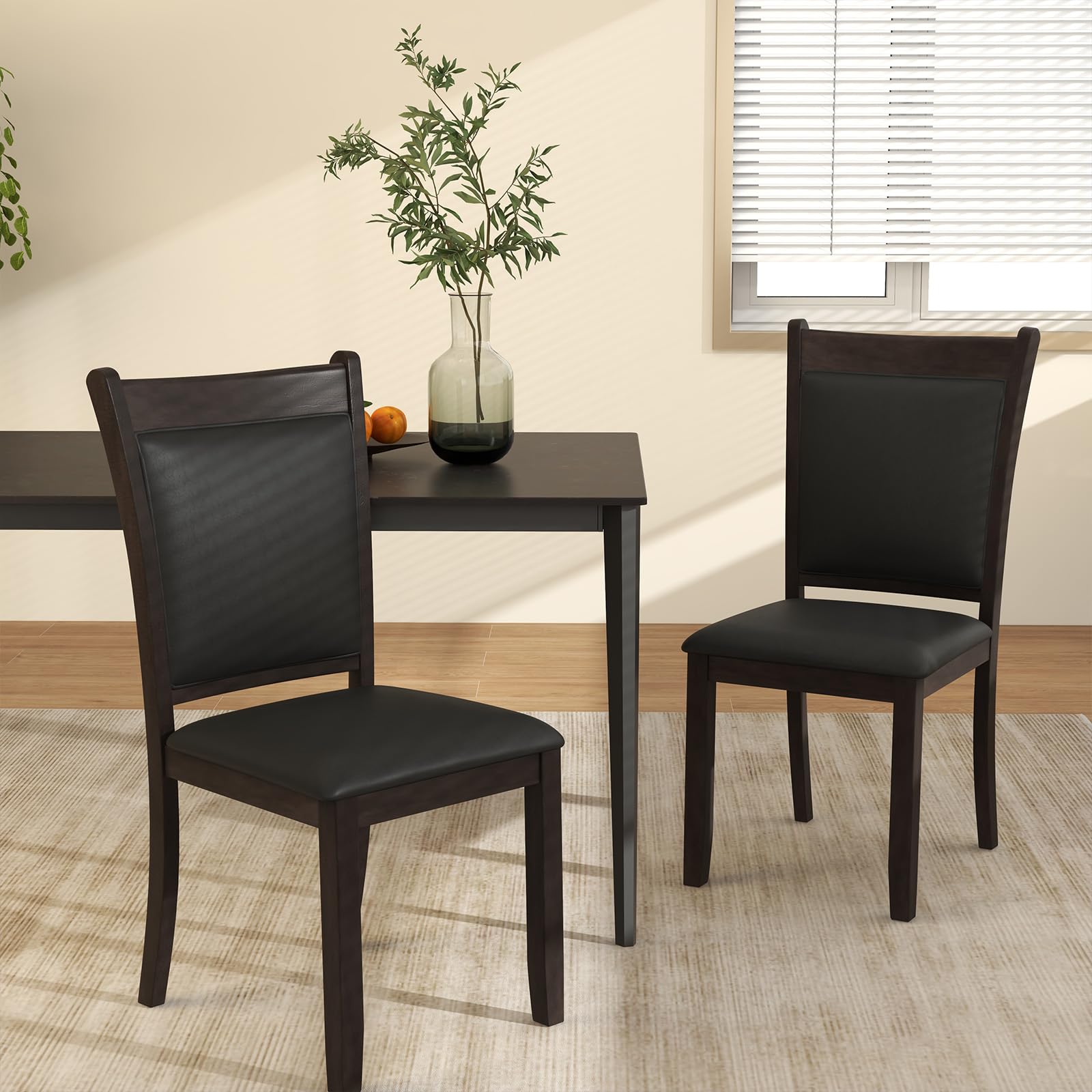 Giantex Wooden Dining Chairs Set, Modern Armless Kitchen Chairs w/Padded Backrest & Seat, Rubber Wood Frame