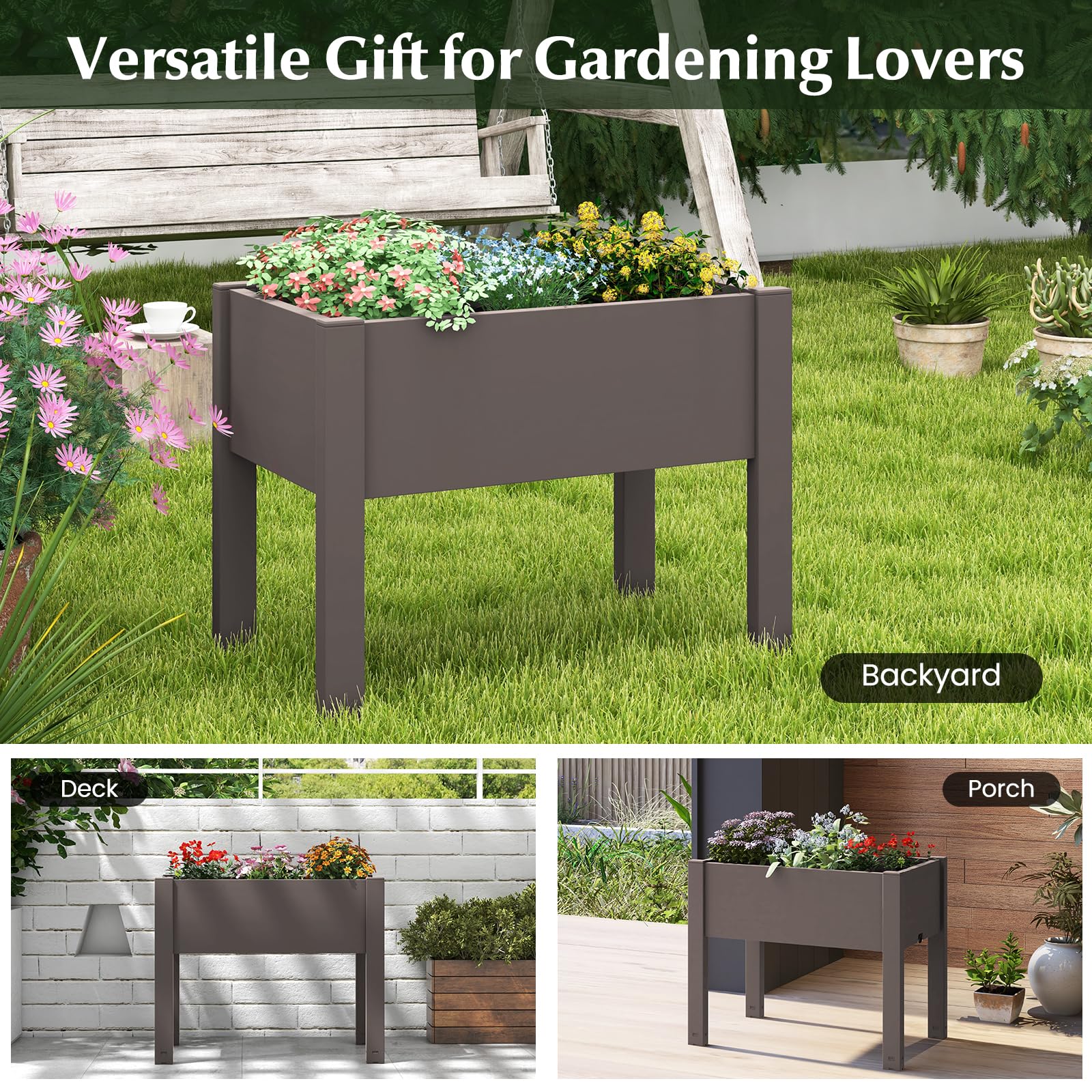 Giantex Raised Garden Bed with Legs, Self-Watering Planter Box with Water Level Indicator