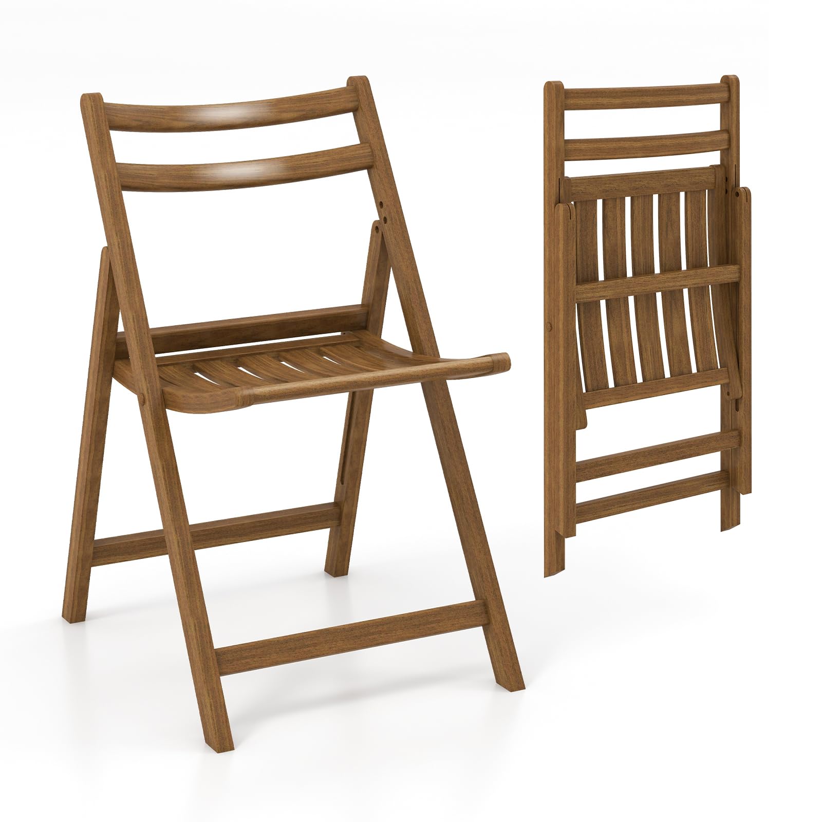 Giantex Wooden Folding Chairs Set, Dining Chairs with Wide Curved Seat