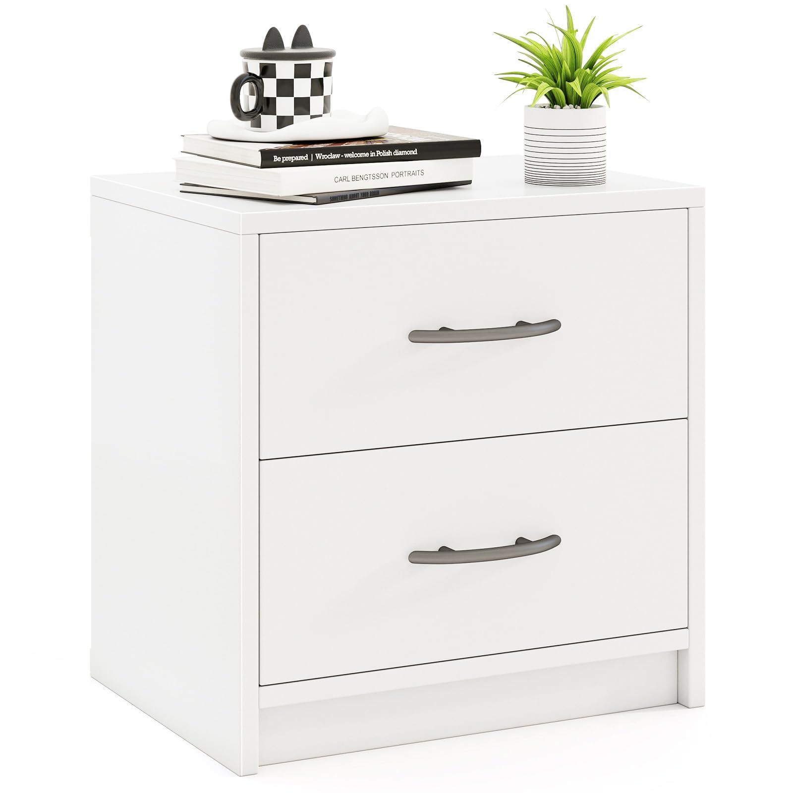 Giantex Nightstand with 2 Drawers, Modern Night Stand with Storage Drawers, Compact Floor Sofa Side Table for Small Spaces