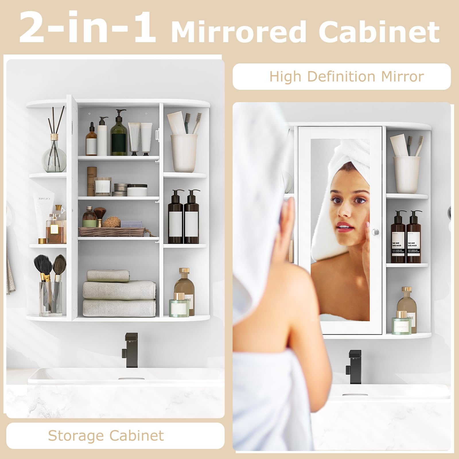 Giantex Medicine Cabinet, Bathroom Wall Cabinet with Mirror