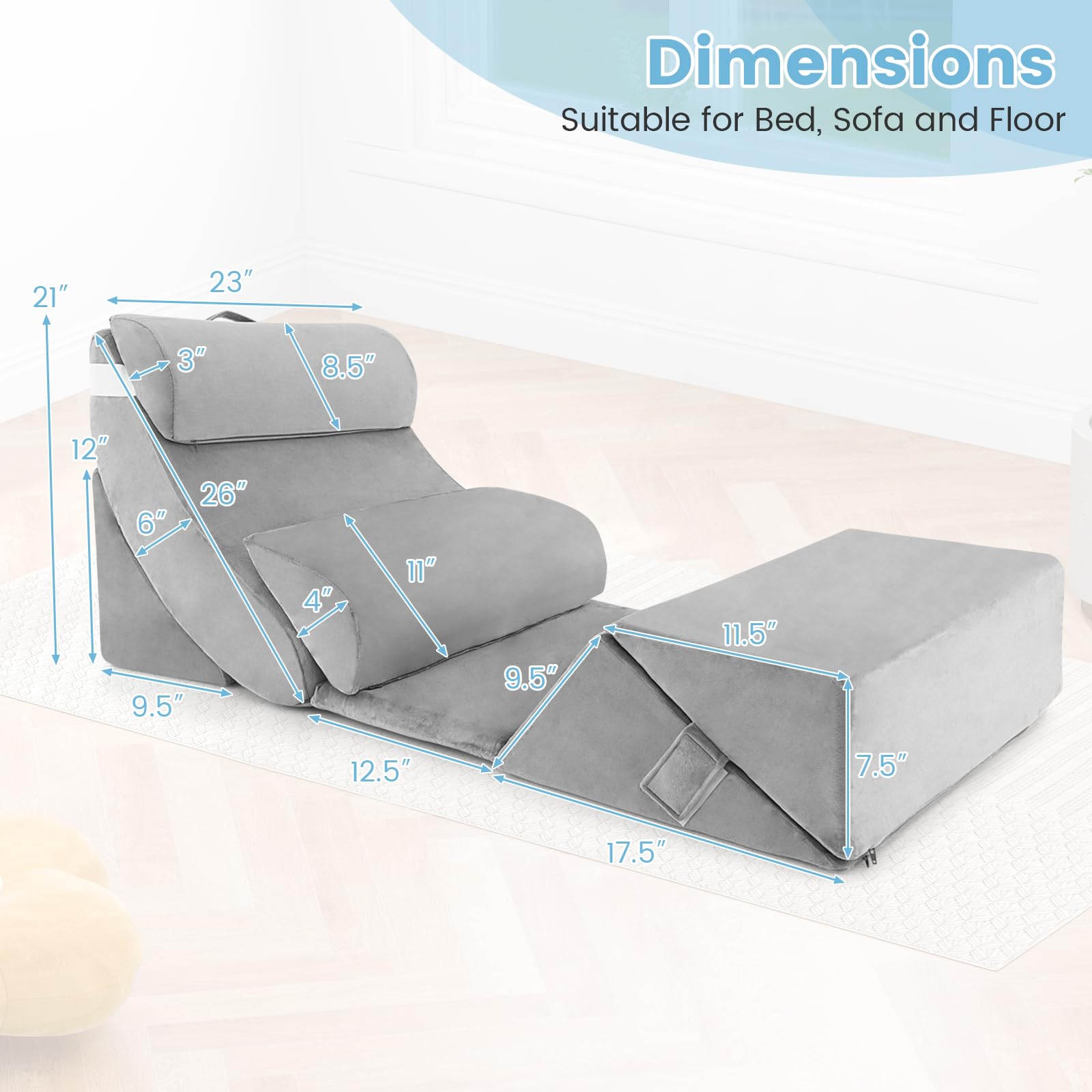 Giantex 7 PCS Orthopedic Bed Wedge Pillow Set