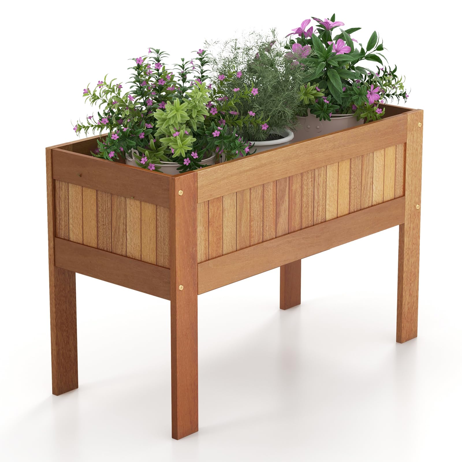 Giantex Wooden Raised Garden Bed, Solid Wood Elevated Planter Box w/Legs, 35”Lx 16”Wx24”H