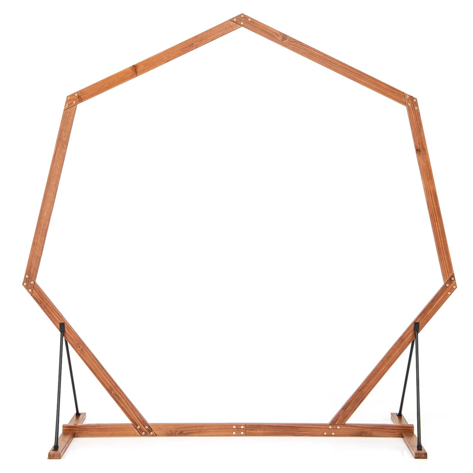 Giantex Wooden Wedding Arch for Ceremony, 7 FT Heptagon Solid Wood Arbor for Wedding Backdrop Stand