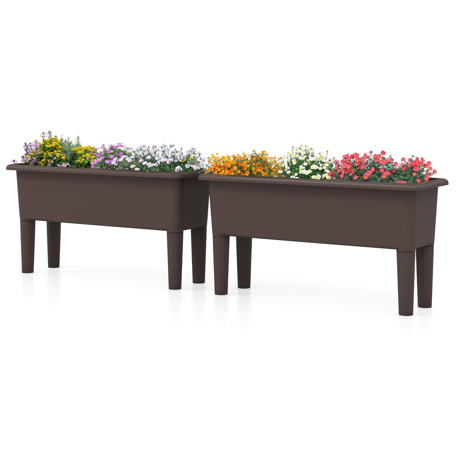 Giantex Raised Garden Beds Outdoor Set of 2, Self-Watering Planter Box with Detachable Legs & Drainage Hole