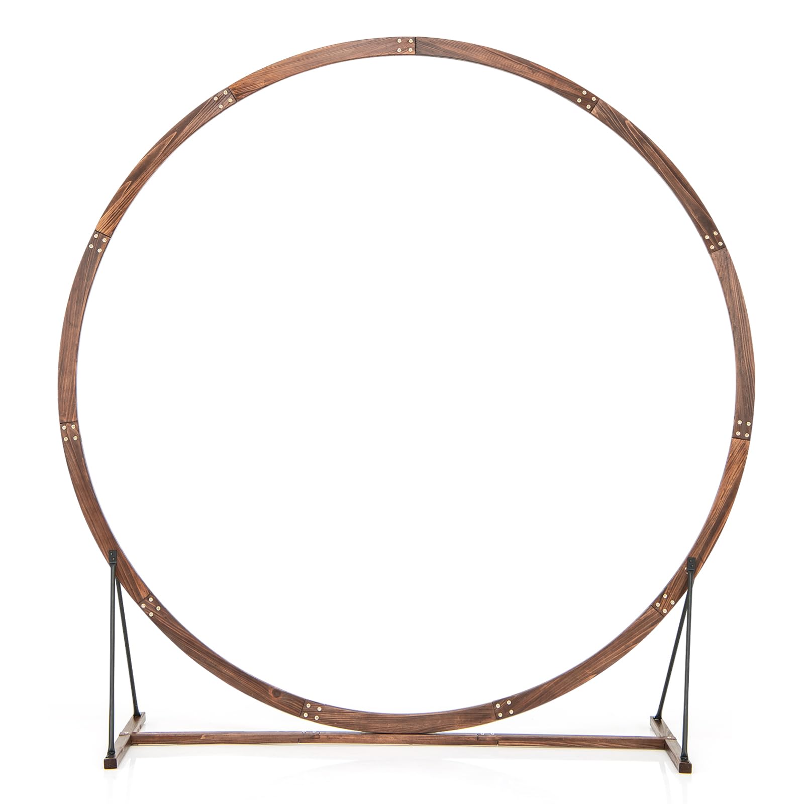 Giantex Wooden Wedding Arch for Ceremony, 7.4 FT Round Solid Wood Arbor for Wedding Backdrop Stand