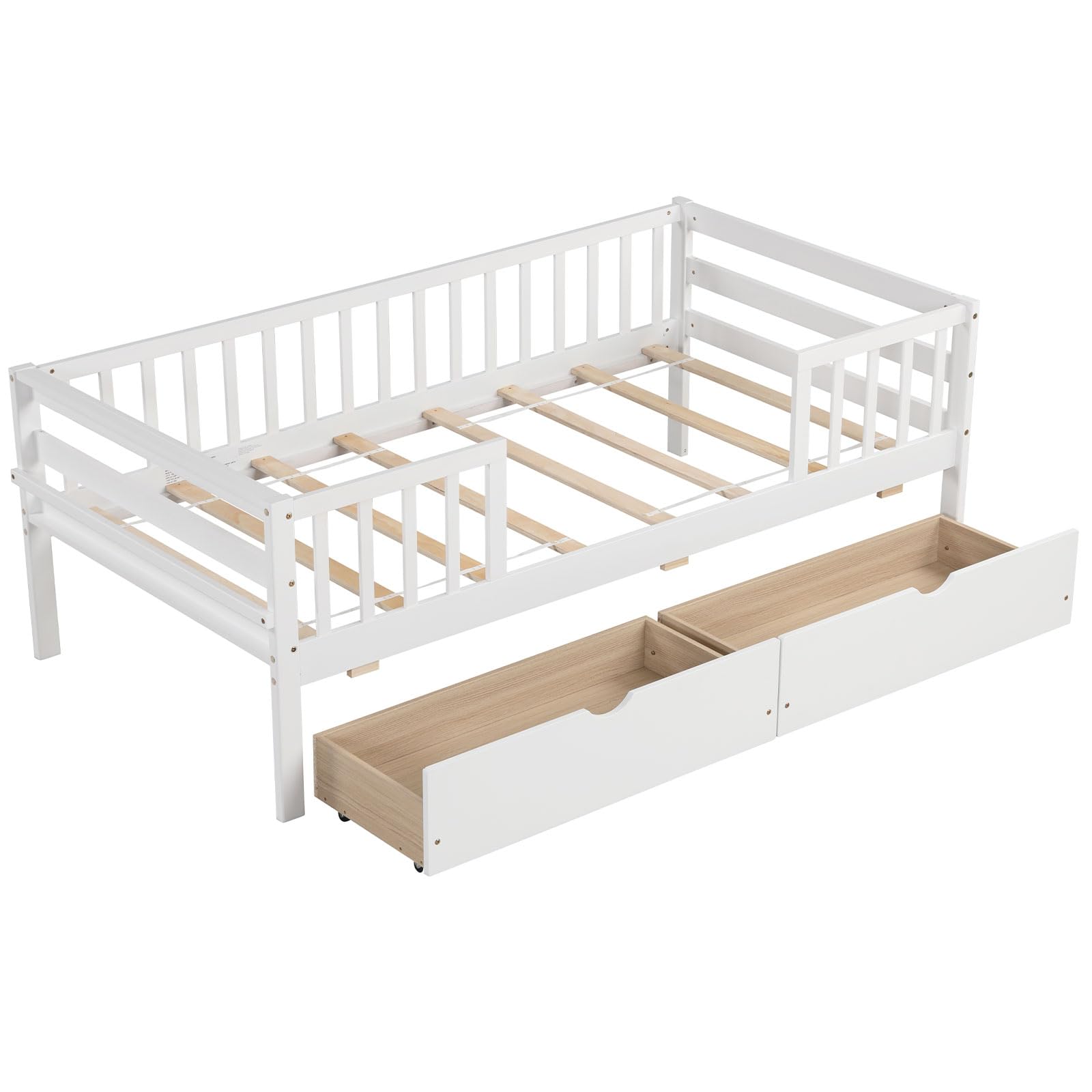 Giantex Twin Daybed with Drawers, Wooden Twin Bed Frame with Side Storage & Slats Support