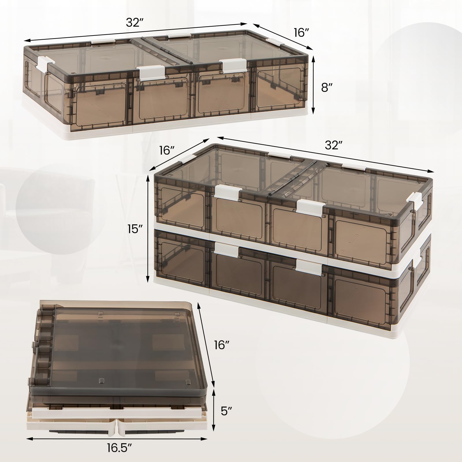 Giantex 26.5Gal Under Bed Storage Containers, 2/4 Pack Stackable Rolling Plastic Storage Boxes with Wheels & Lids