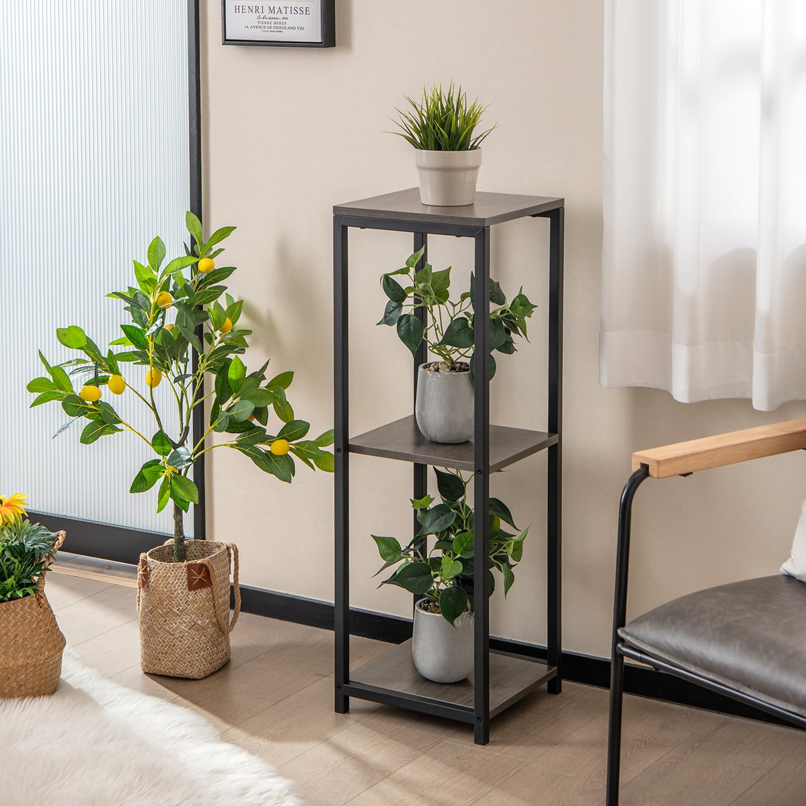 Giantex 3 Tier Tall Plant Stand Indoor, 36 Inch Corner Plant Holder with Metal Frame