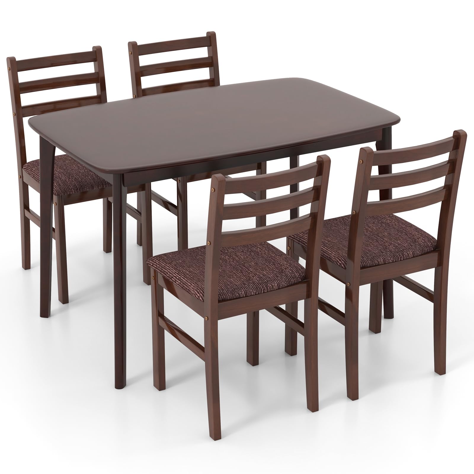 Giantex 5-Pieces Dining Table Set for 4 - Mid-Century Modern Kitchen Table Set with Padded Seat