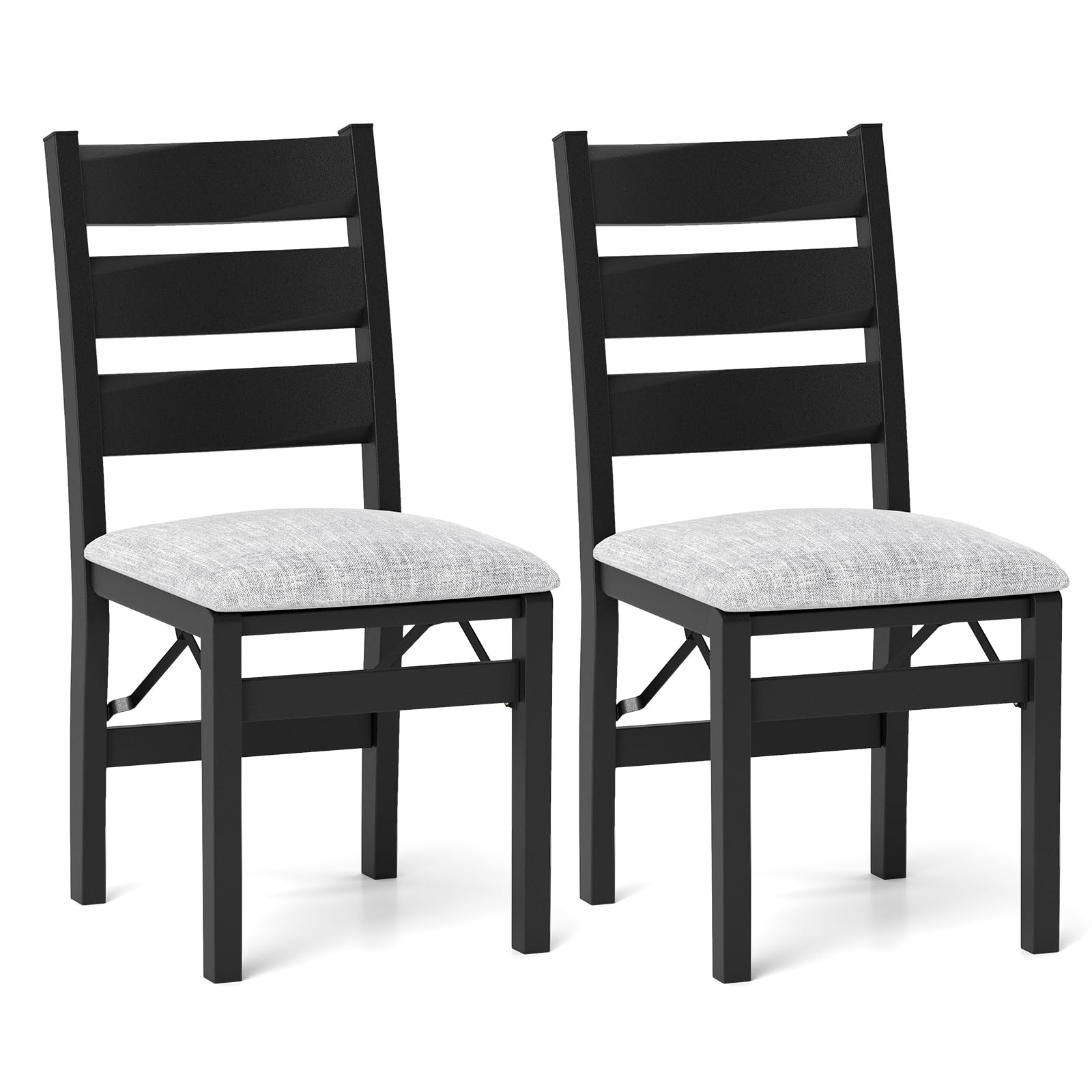 Giantex Folding Dining Chairs Set of 2, Modern Upholstered Kitchen Chairs w/Slatted Backrest & Padded Seat