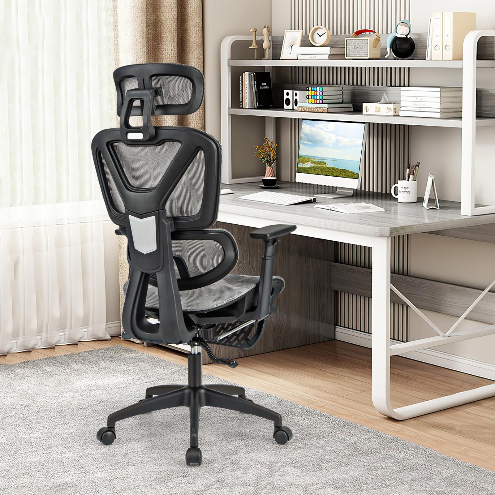 Giantex Ergonomic Office Chair, High Back Mesh Computer Desk Chair with Adjustable Backrest Headrest