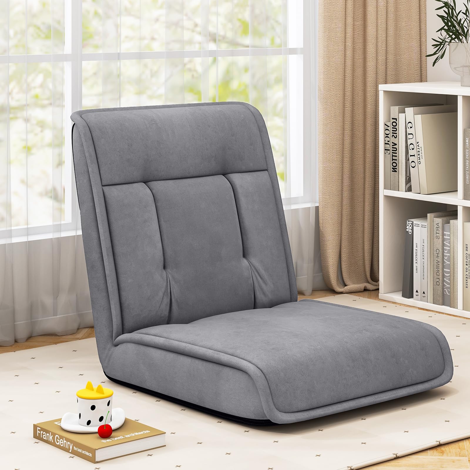 Giantex Floor Chair, Lazy Sofa with 14-Poistion Adjustable Backrest & 5-Position Adjustable Headrest, Padded Sleeper Bed