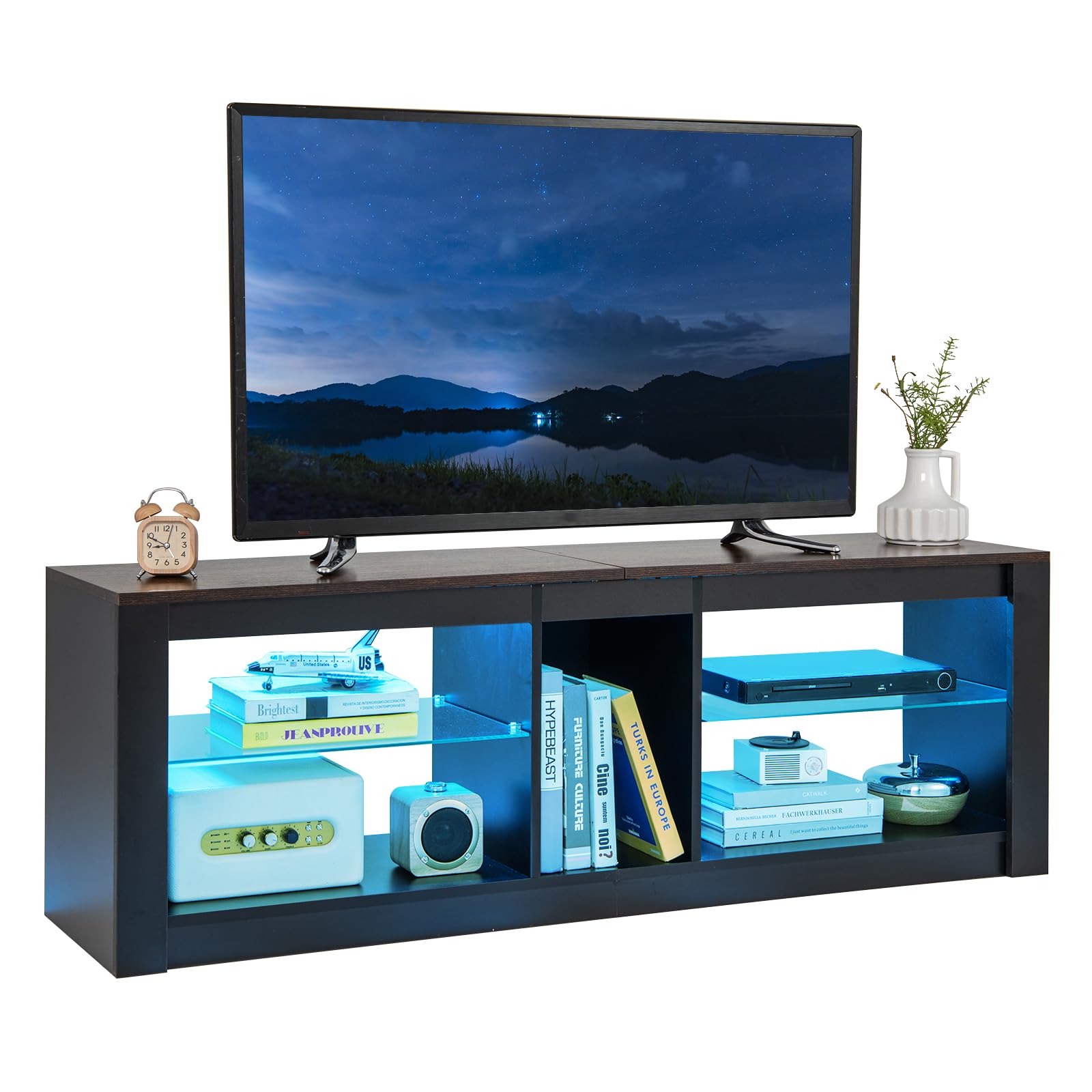 Giantex 55" LED Light TV Stand - Media Console for TVs up to 65 inches