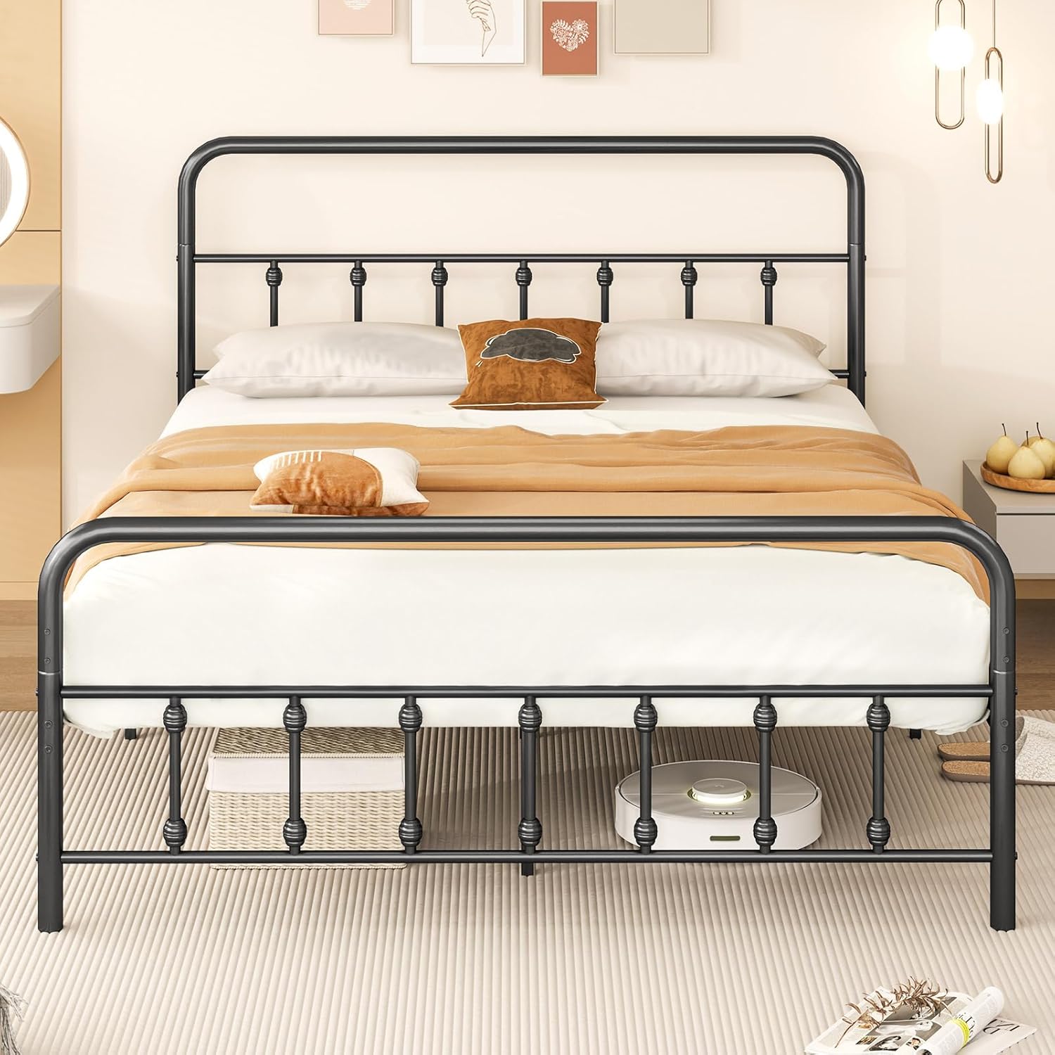 Giantex Metal Platform Bed Frame, Victorian Style Platform Bed with Headboard & Footboard