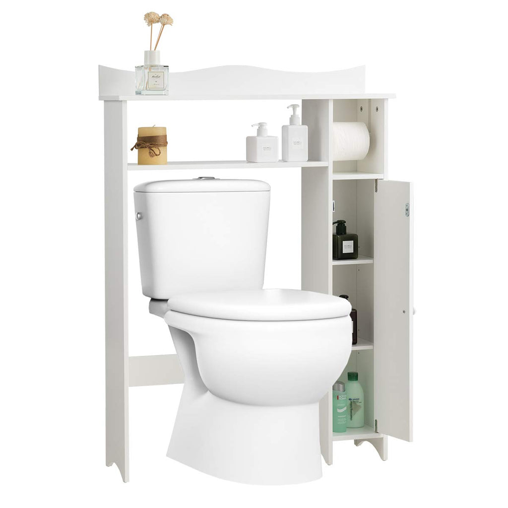 Giantex Over-The-Toilet Storage Spacesaver, Bathroom Organizer with Cabinet  and Shelf, Above Toilet Standing Rack (White)