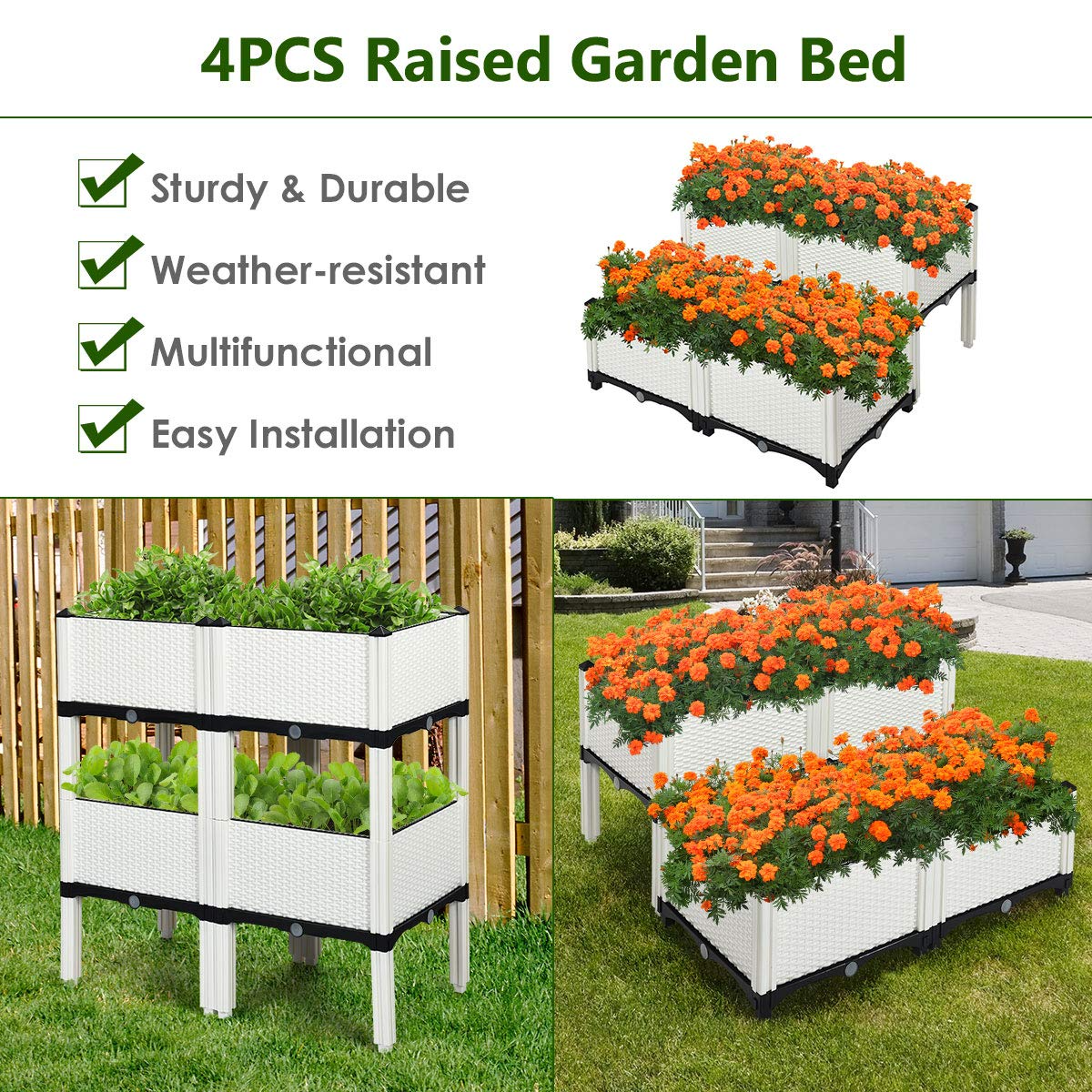 Set of 4 Raised Garden Bed Kits
