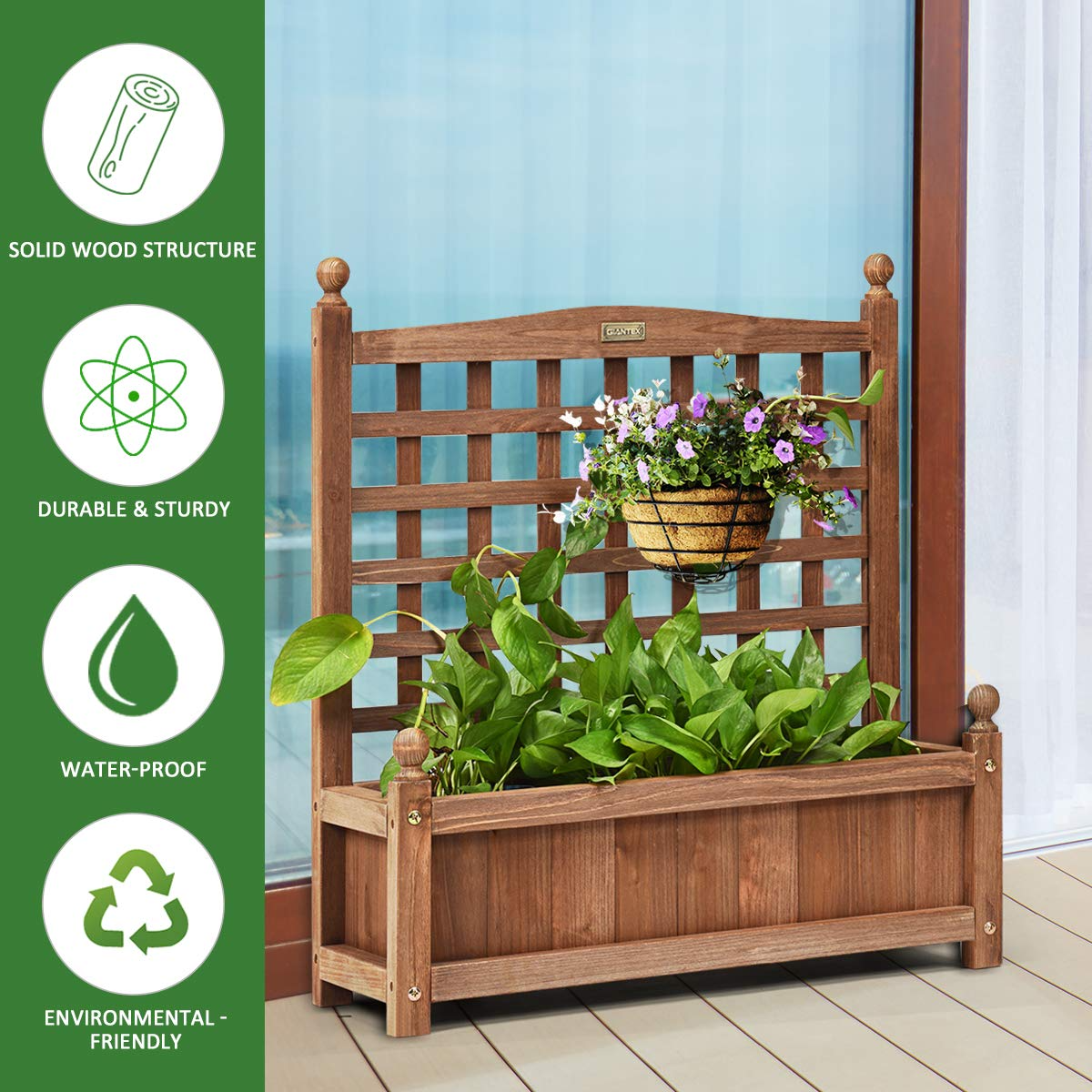 Wood Free Standing Plant Raised Bed