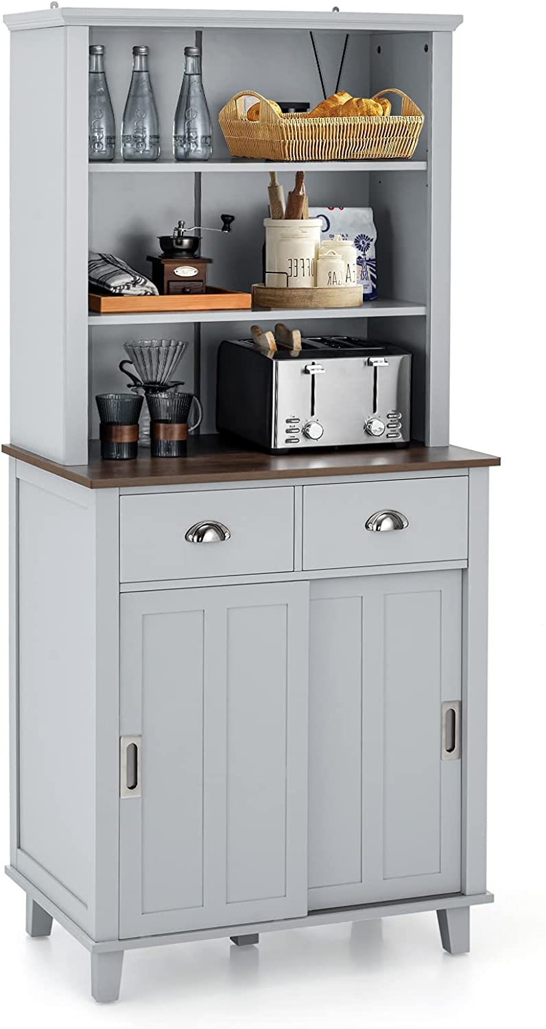 Giantex Buffet Hutch Storage Cabinet, Kitchen Pantry with 2 Drawers