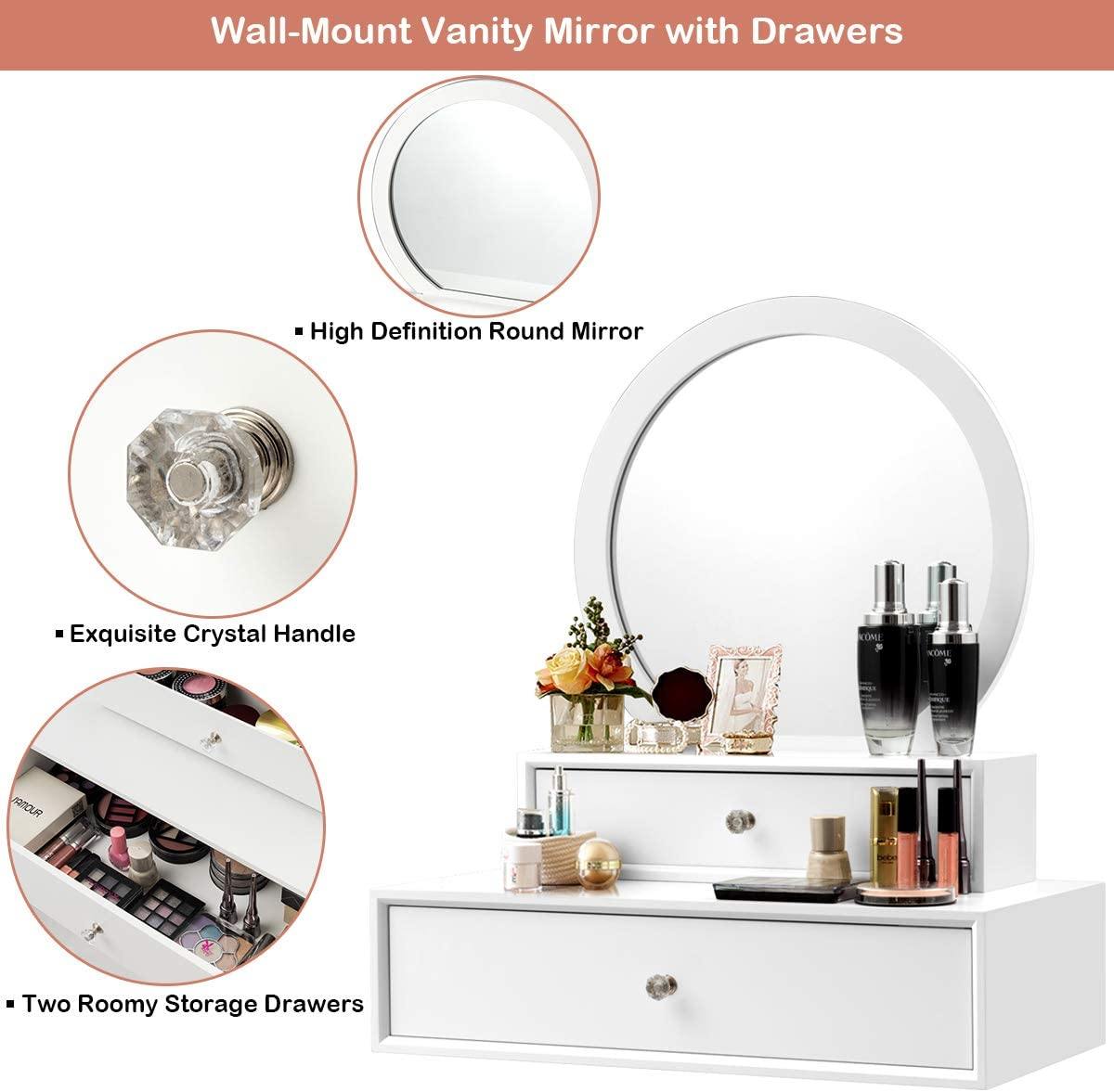 Giantex | 2-in-1 Vanity Mirror with lights and Removable Drawers - Giantexus