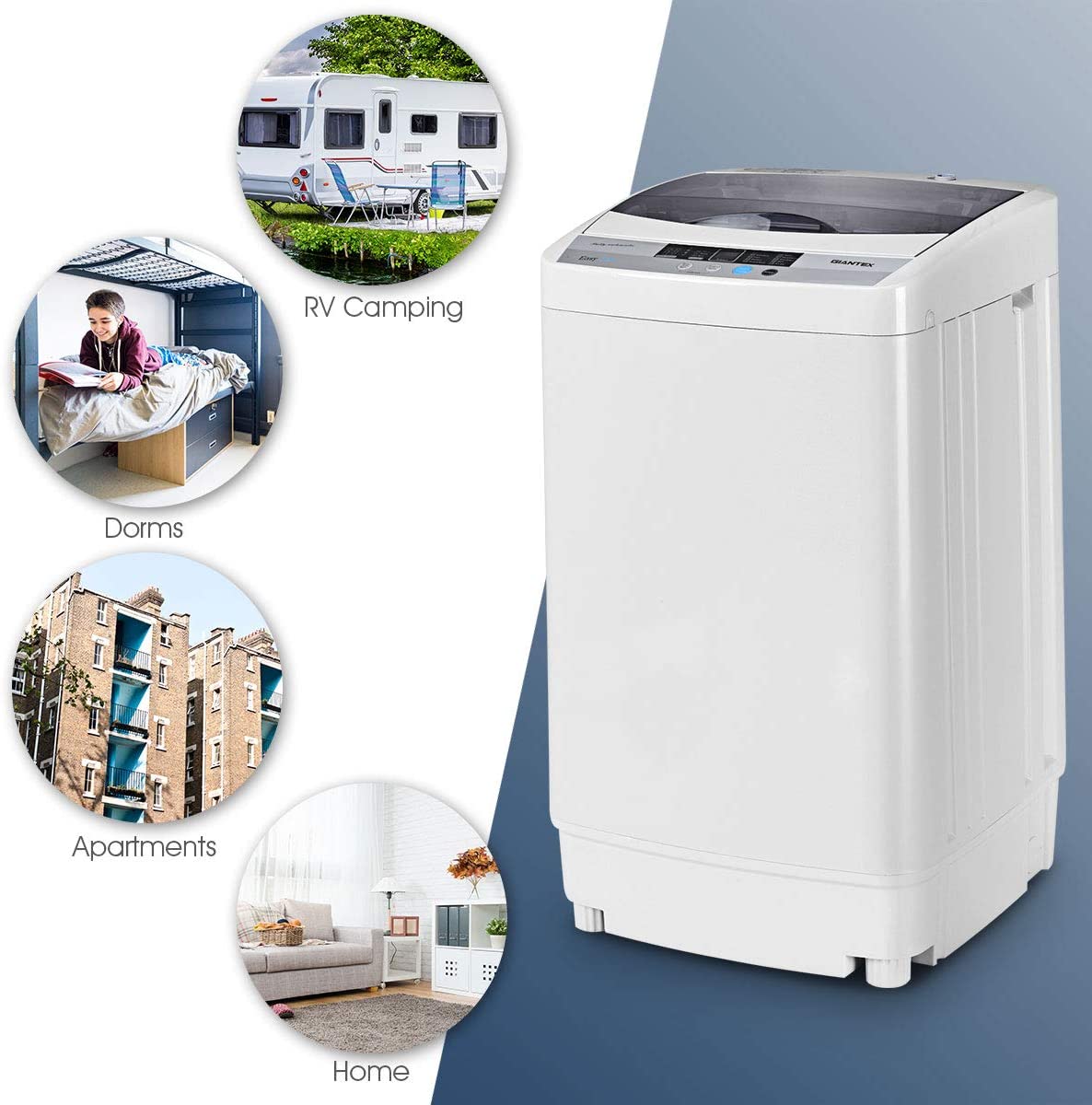 Portable Washing Machine Compact lightweight 10lbs Washer w/ Spin Cycle  Dryer - Germaphobix