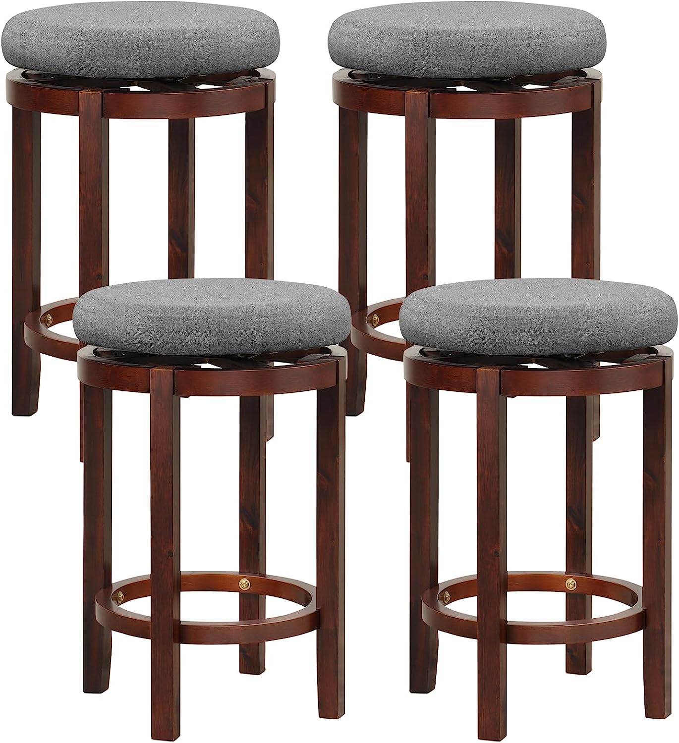 Giantex Counter Height Stool Set of 2, 26 Inch Swivel Bar Stool with Padded Cushion & Rubber Wood Legs