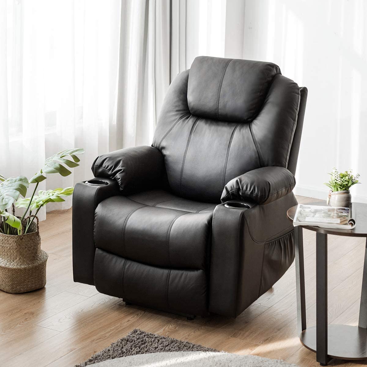 Giantex Recliner Chair, Manual Reclining Chair w/Big Armrests, Overstuffed  Cushions, Single Lazy Sofa Lounger Home Theater Recliner for Living Room