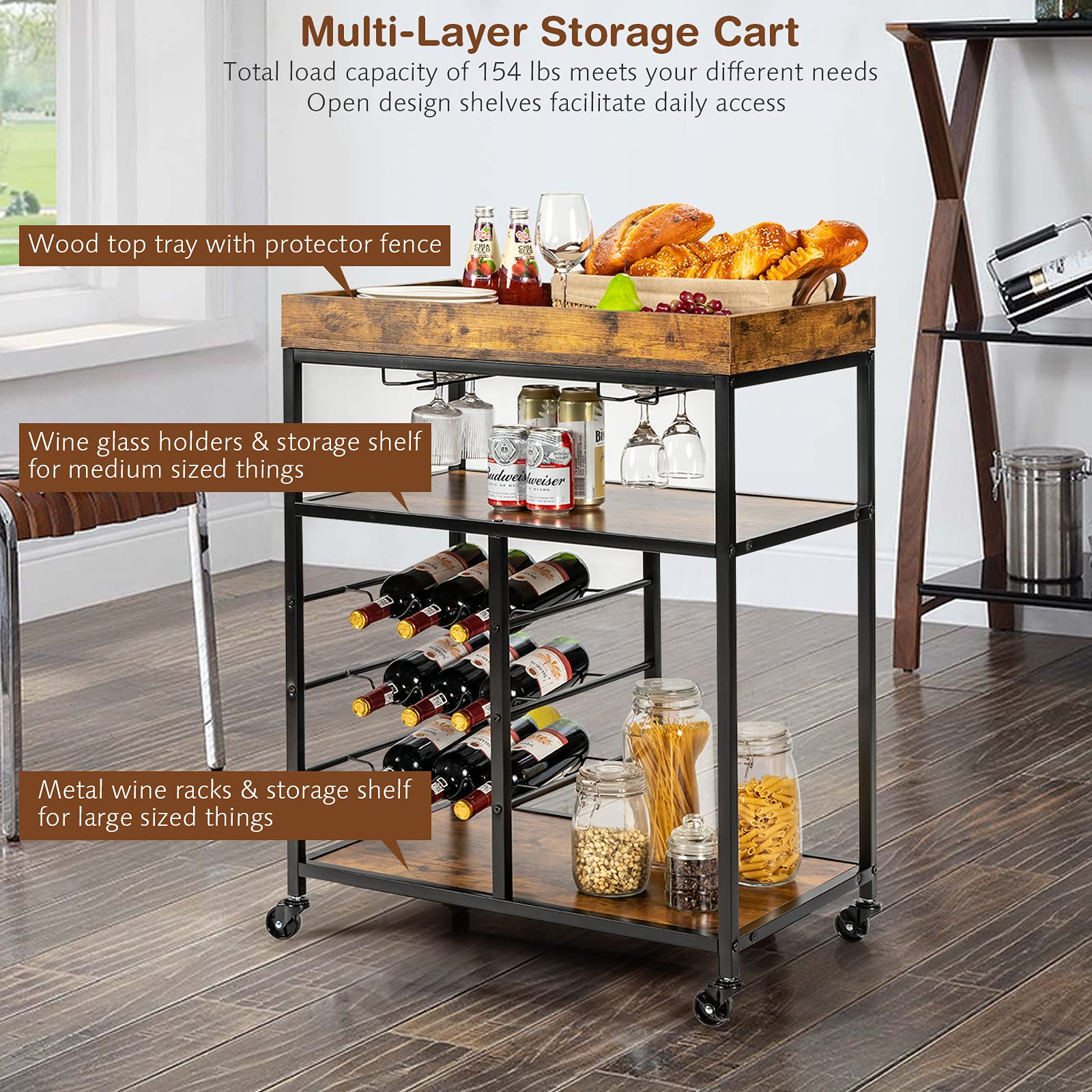 Giantex Island Cart, Rolling Kitchen Trolley