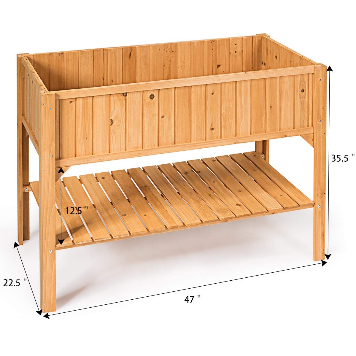 Raised Garden Planter Bed Box, 47" L x 22.5" W x 35.5" H