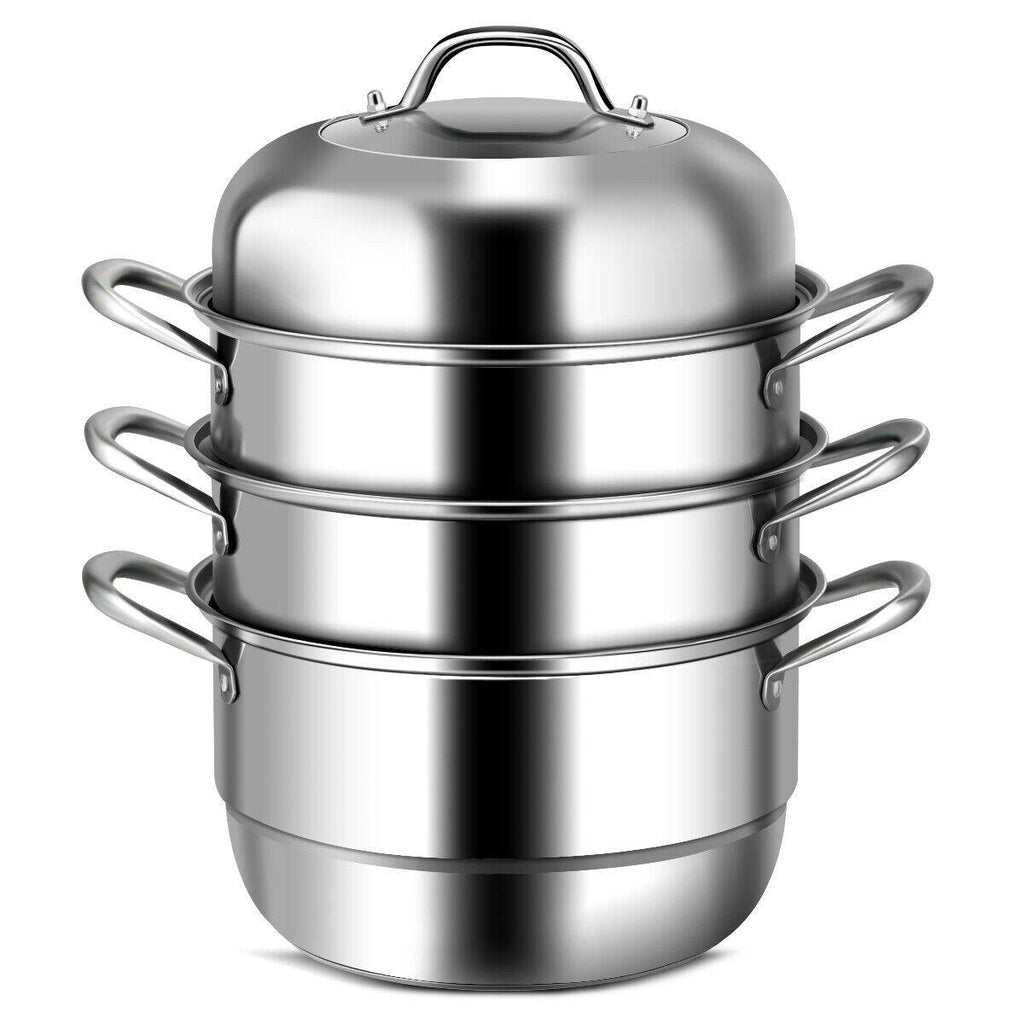Stainless Steel Steaming Pot, Stackable 304 Stainless Steel Food Grade  Large Capacity Steam Pot For Electric Furnace For Gas Stove For Home Double