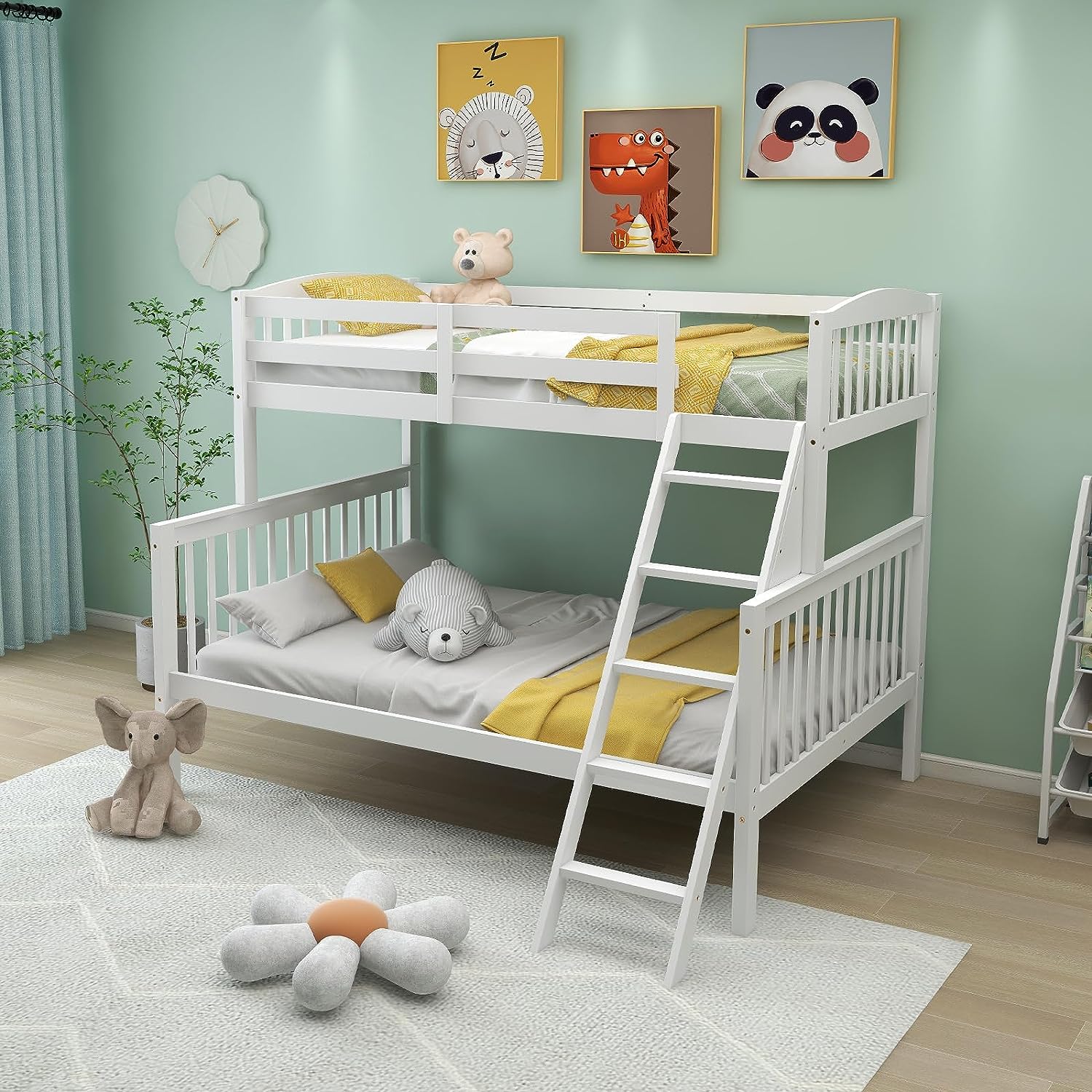 Giantex Bunk Bed, Solid Wood Detachable Bed Frame with High Guardrails & Integrated Ladder