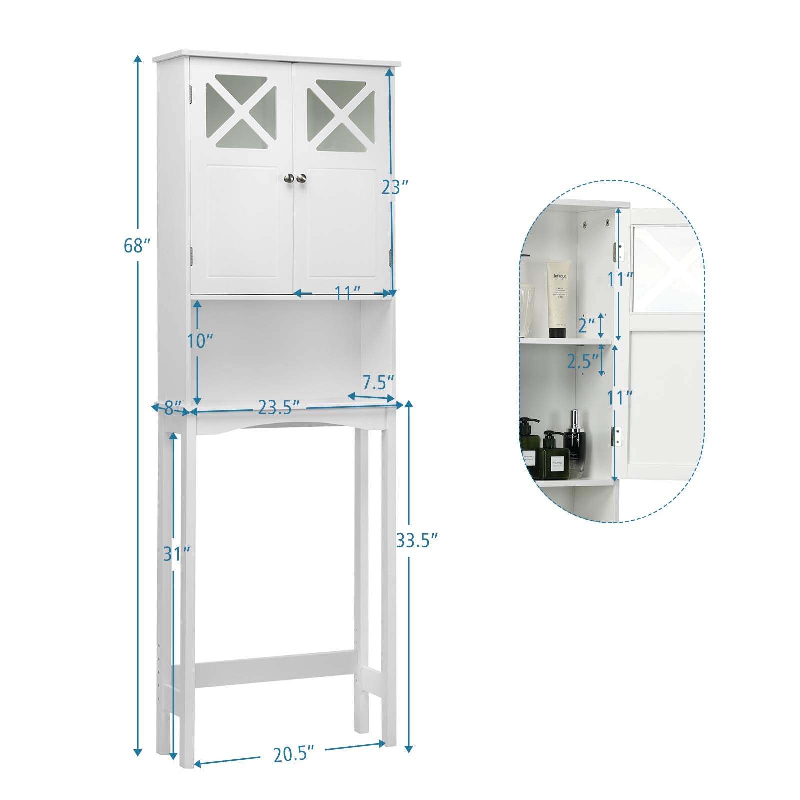 Over-The-Toilet Bathroom Space Saver with Adjustable Shelf