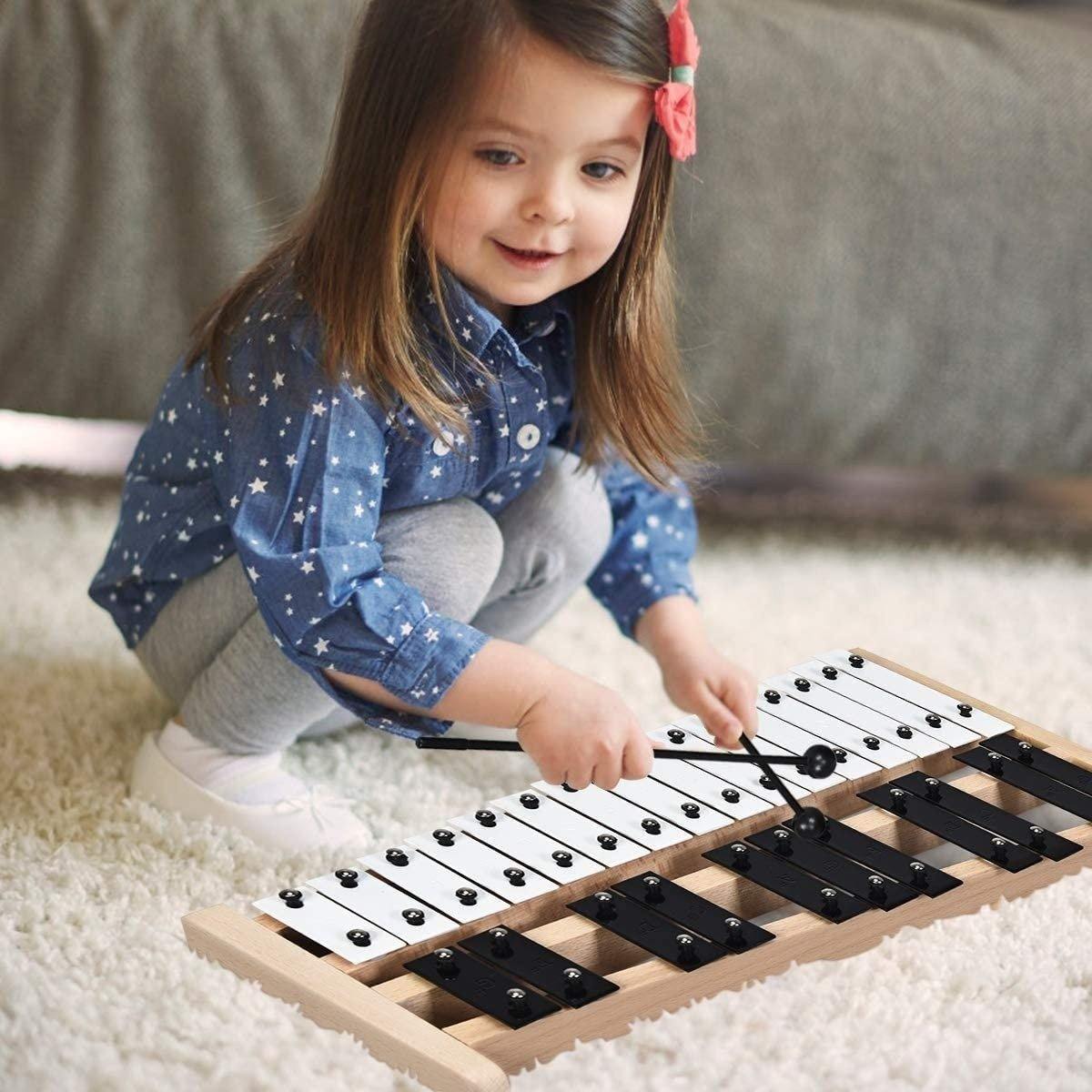 27 Note Glockenspiel Xylophone Professional Lightweight with Mallets  Compact Hand Percussion Lightweight Compact Beginners