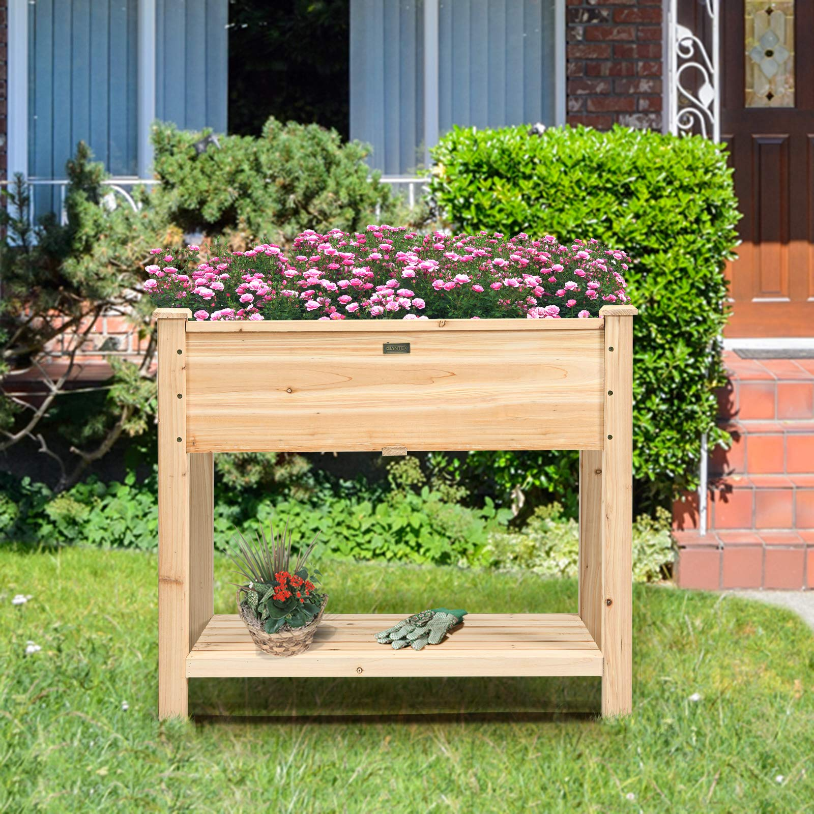 Outdoor Planter Box W/Shelf for Garden Patio Backyard