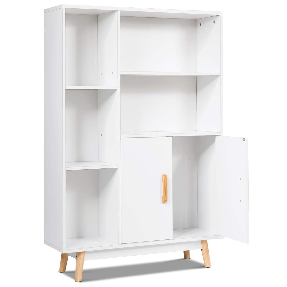 Giantex Storage Cabinet, Free Standing Pantry Cabinet with 2 Door Cabinet and 5 Shelves