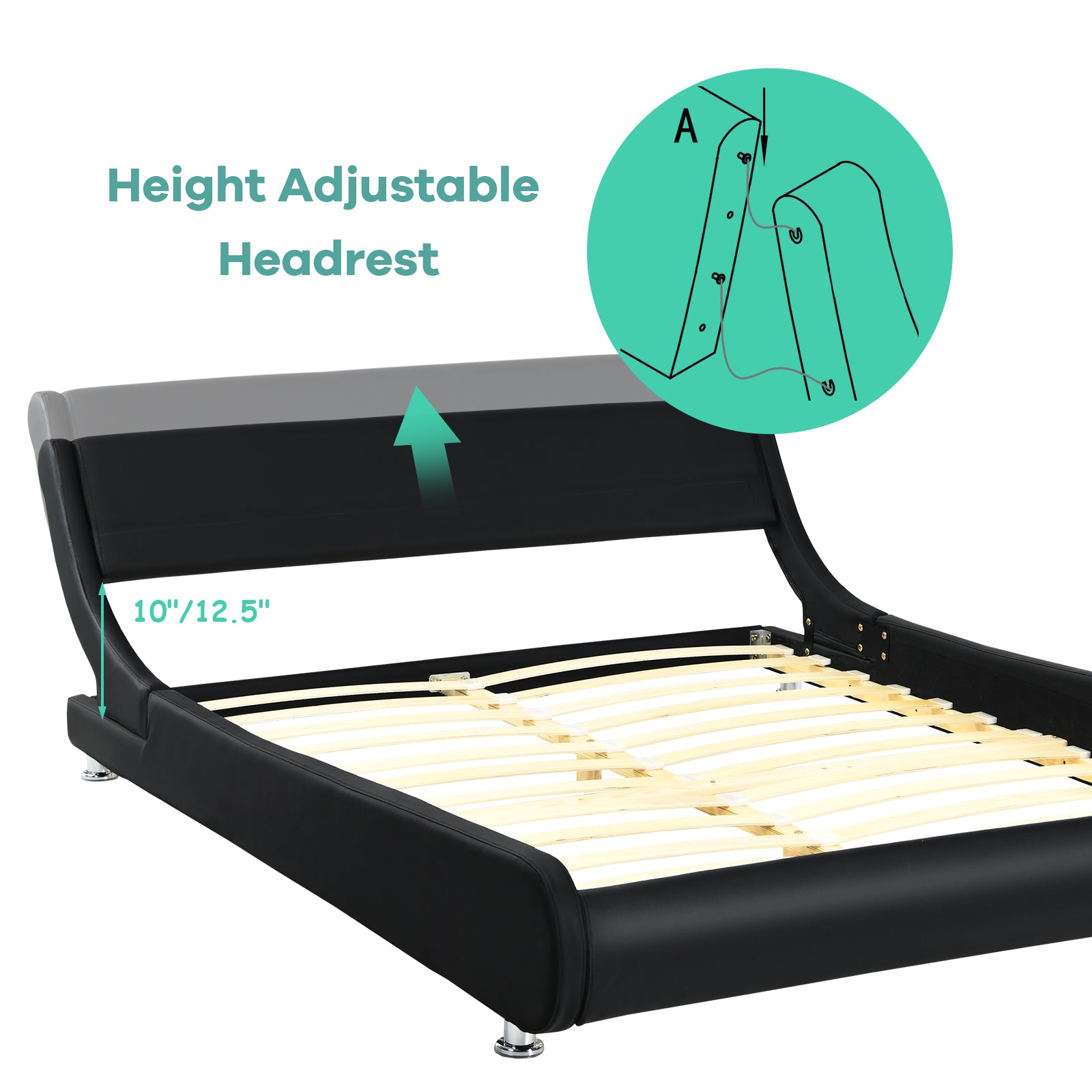Giantex Bed Frame, Upholstered Mattress Foundation with Adjustable Headboard (Full/Queen)