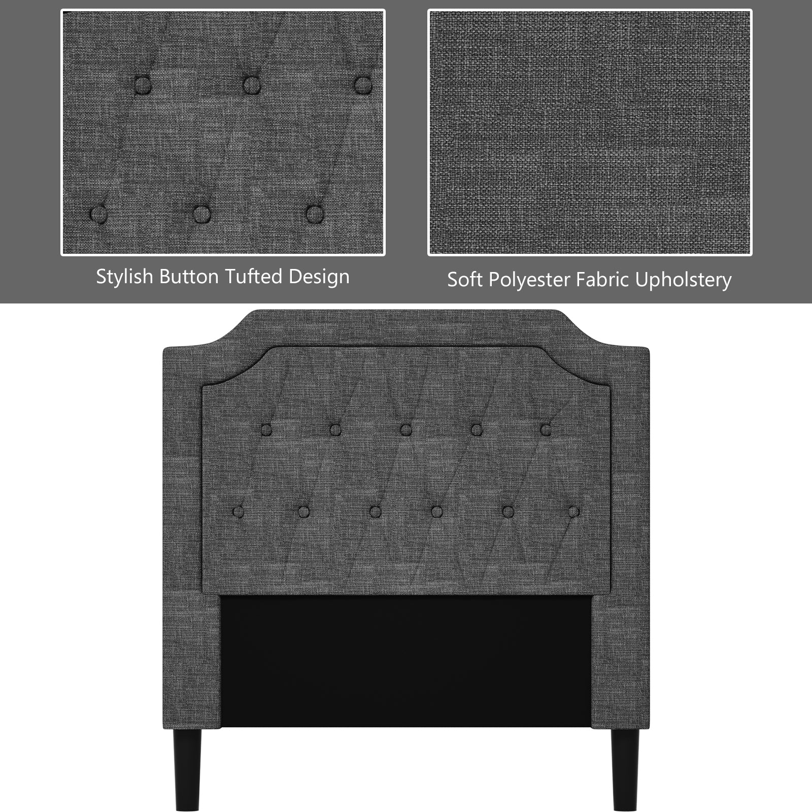 Twin Size Upholstered Bed Base with Button Stitched Headboard