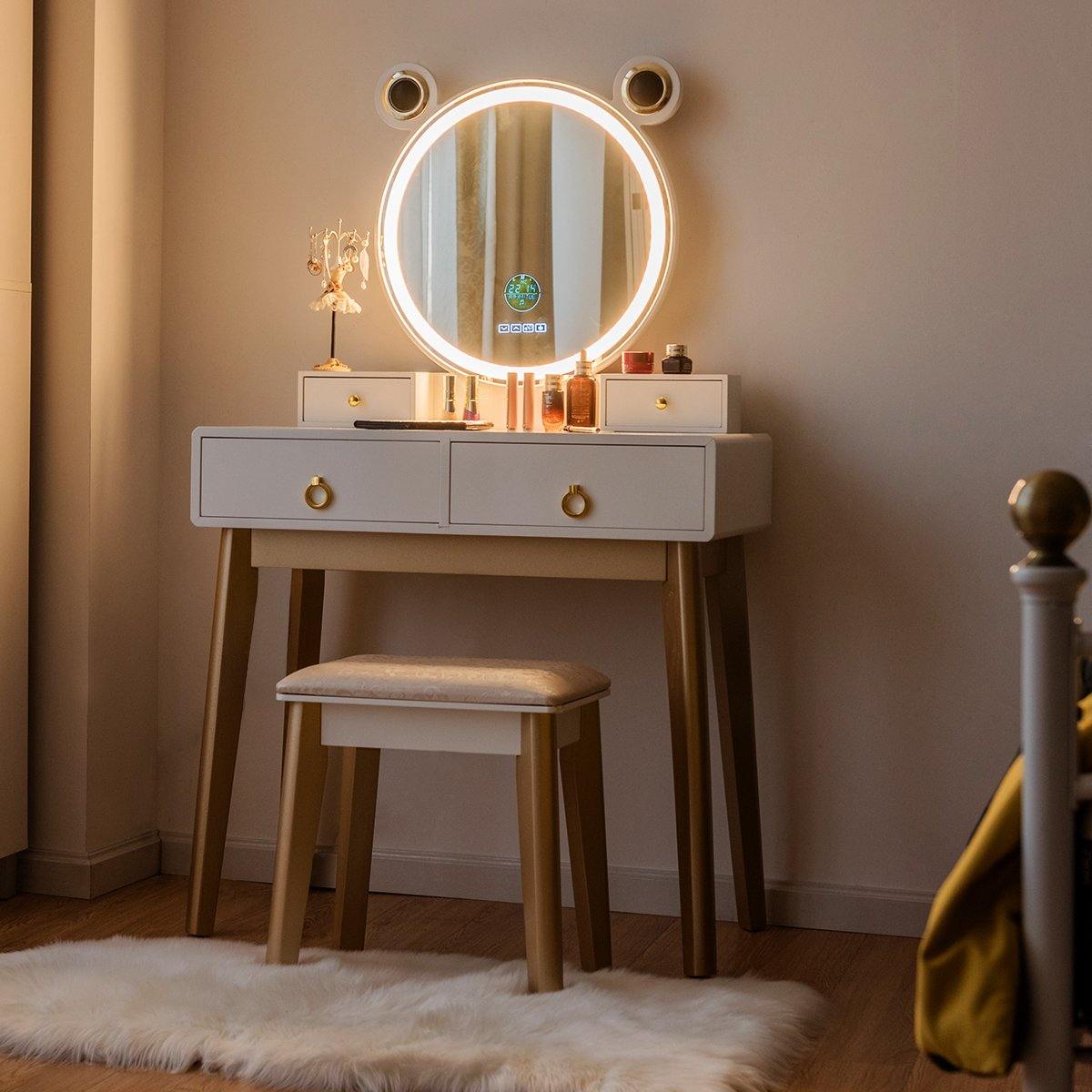 CHARMAID | Vanity Set with Lighted Mirror and Wireless Speaker - Giantexus